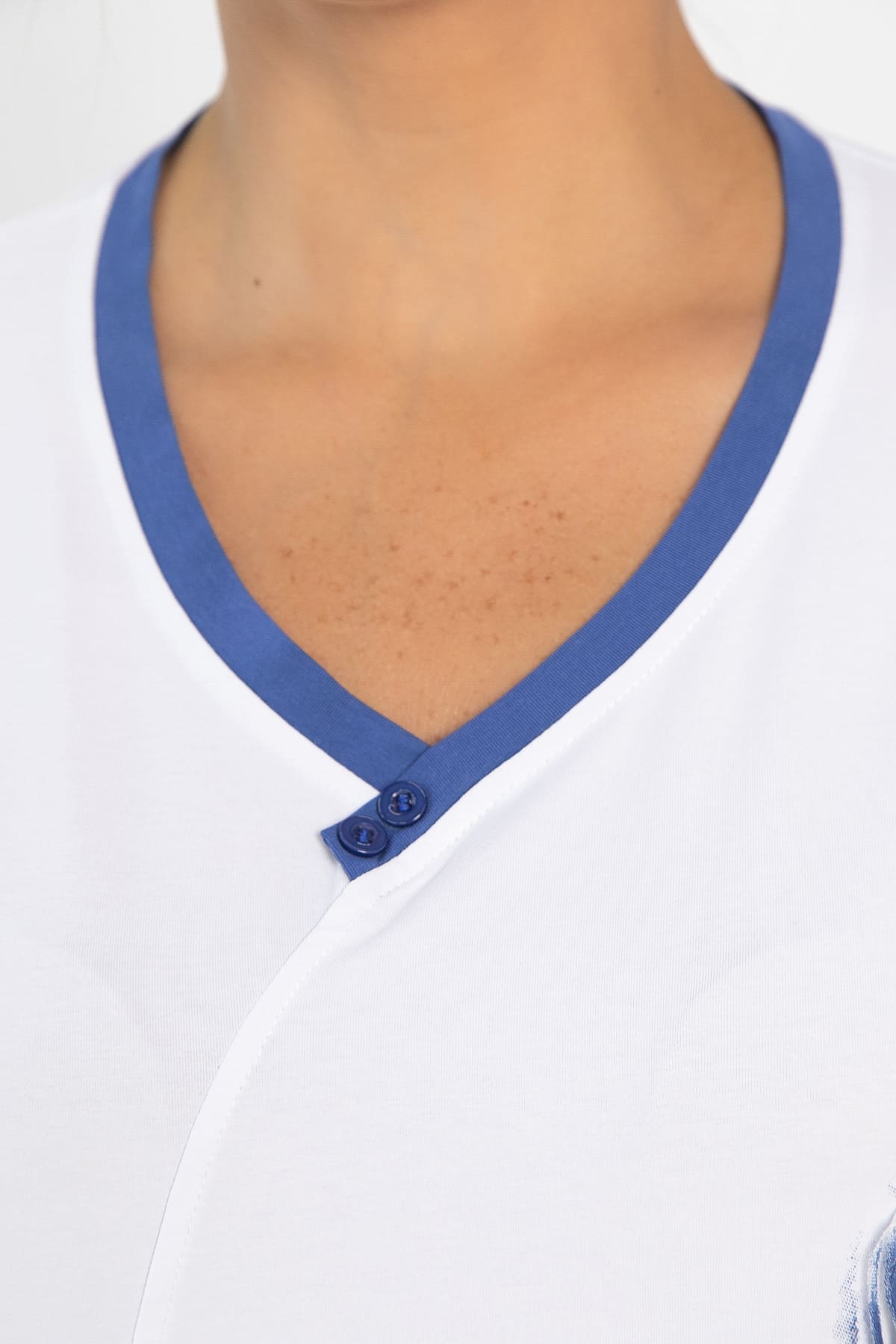 Блуза Лотус НЬЮ (бело-синяя) Б13975-20М