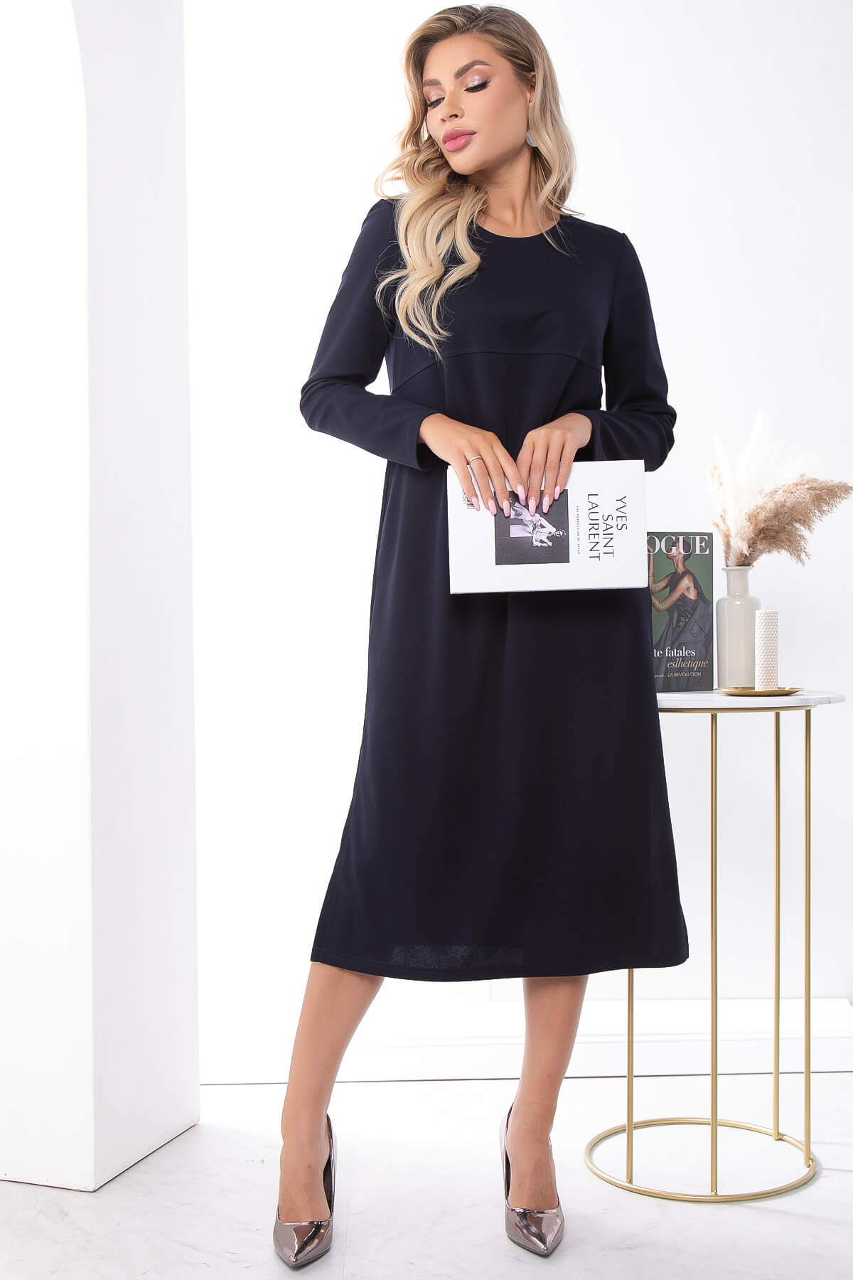 Платье "Уверенный шаг" П7265 (Темно-синее)