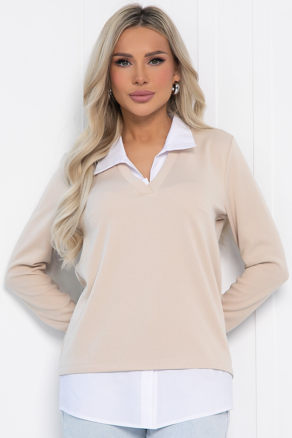 Пуловер На высоте (крем-брюле) Б12758-12М