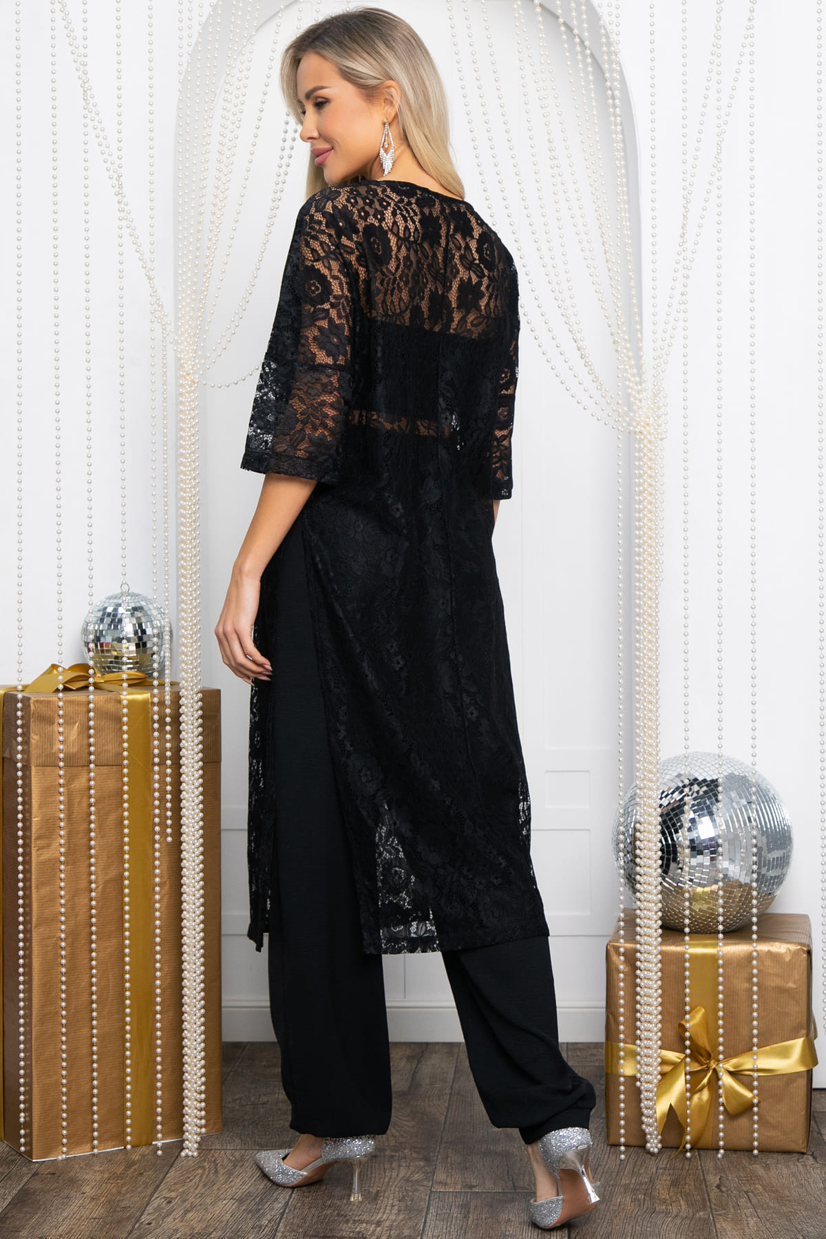 Платье-туника кружевное Ортея (черное) П14594-10М