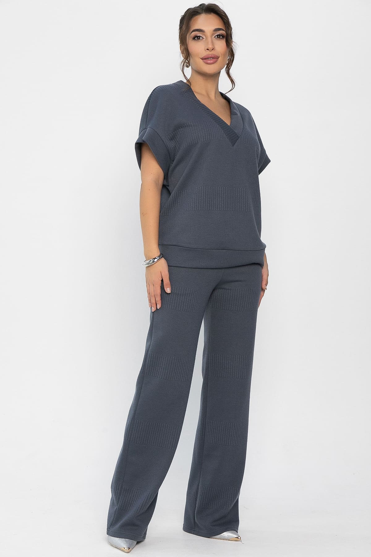 Костюм трикотажный Уютный шарм (серо-синий) К14251-5М