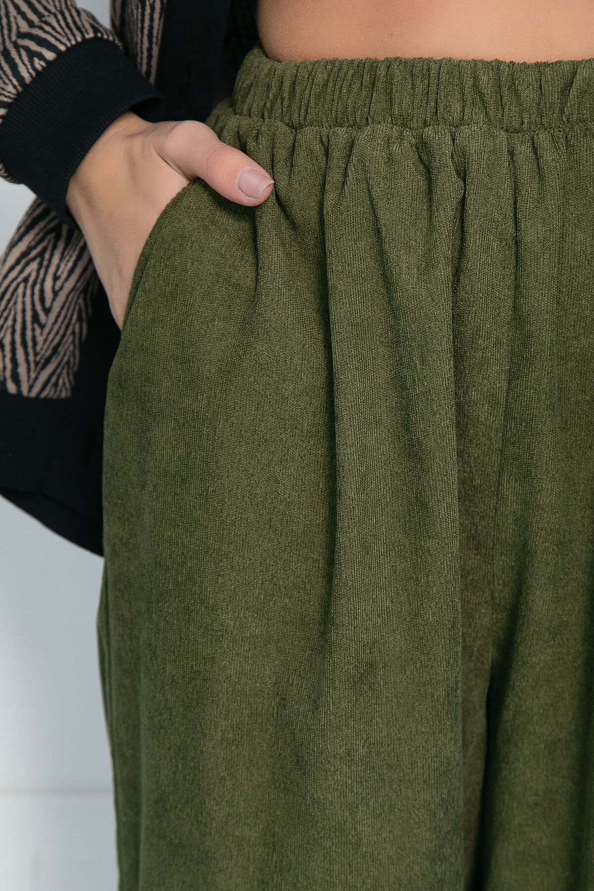 Брюки бохо широкие (хаки) Б10844