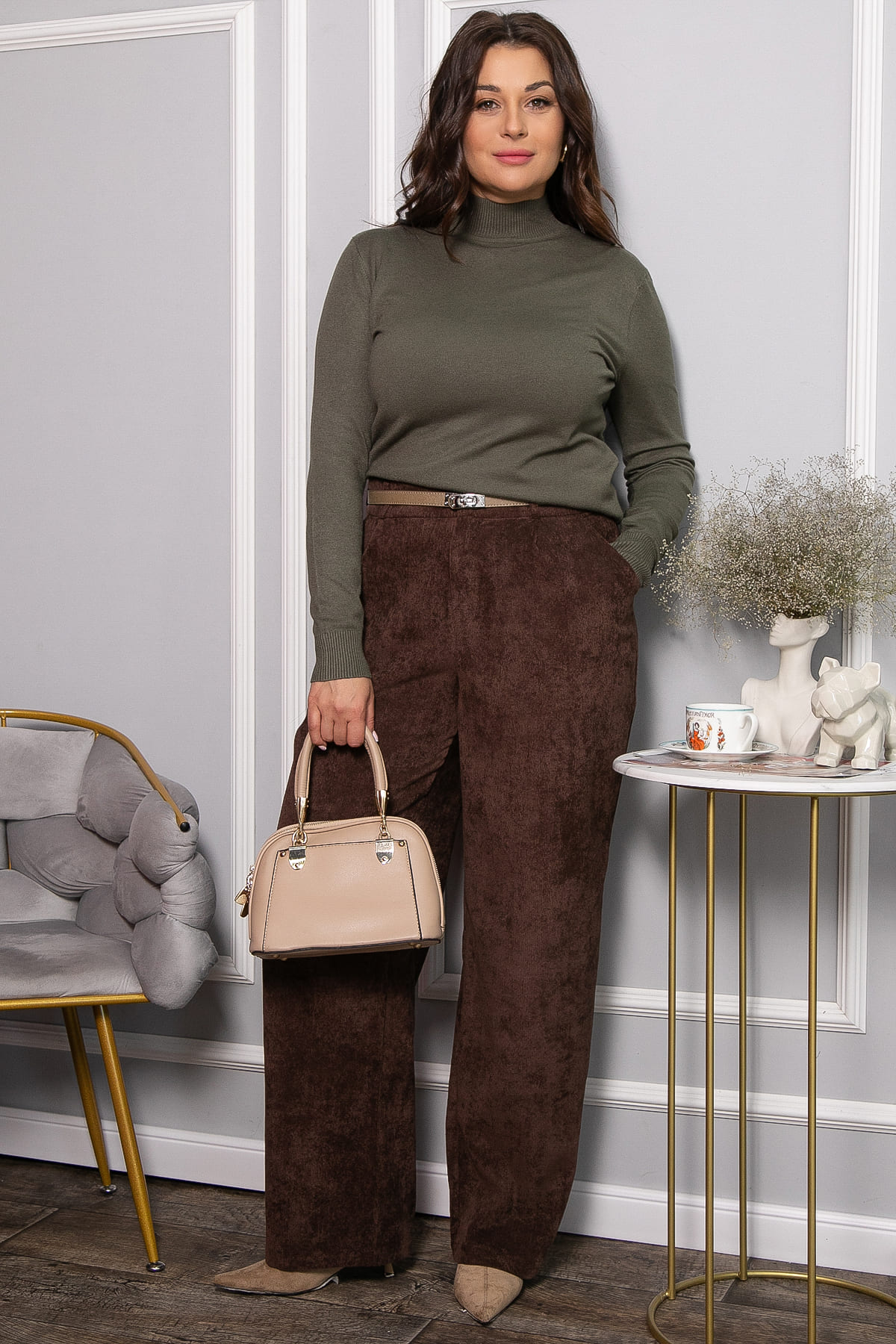 Брюки вельветовые Брауни (коричневые) Б14442-25М