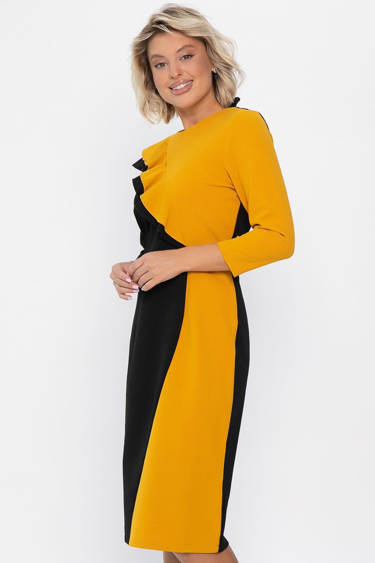 Платье Эванесса (черно-желтое) П12748-35М