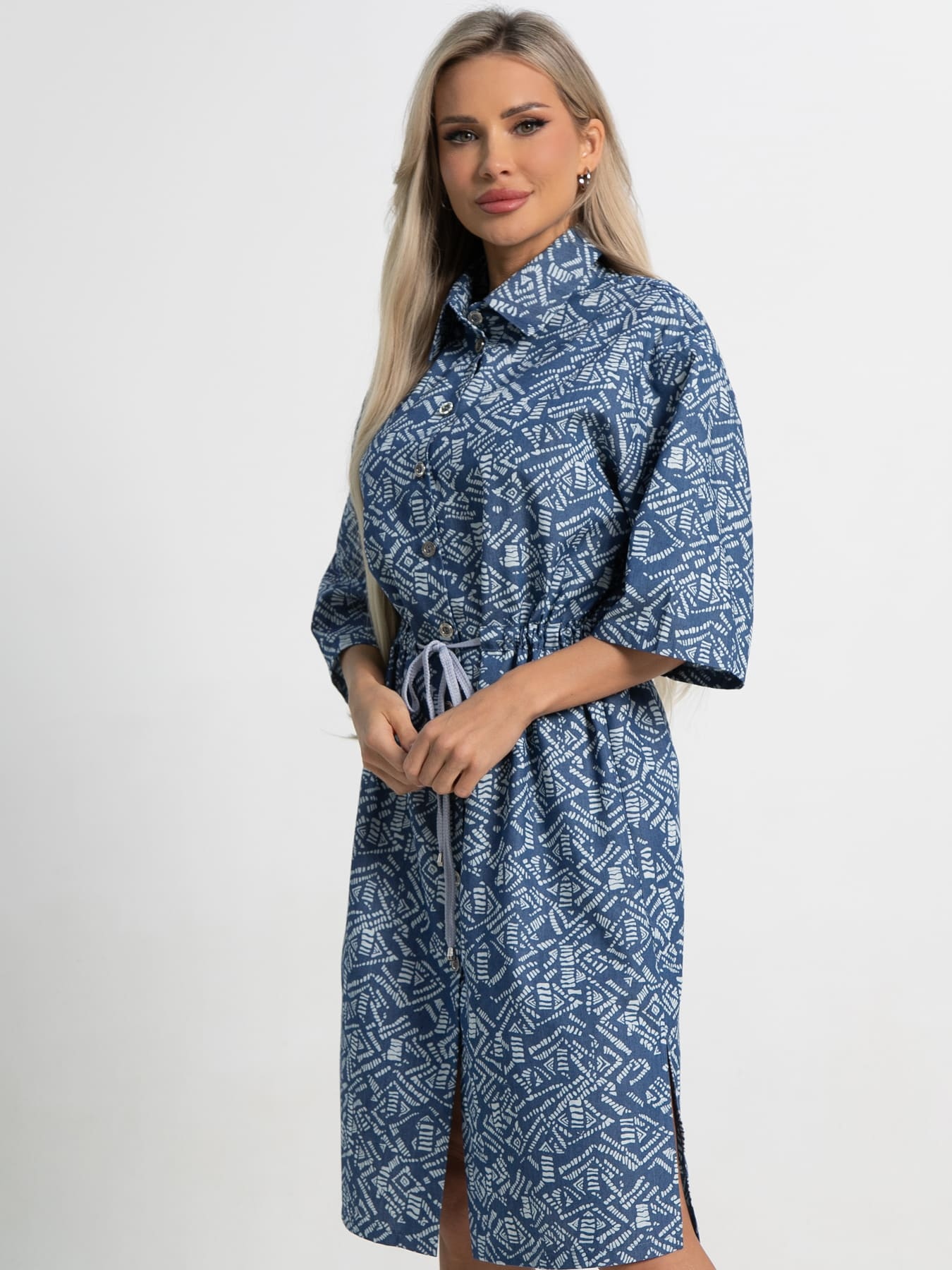 Платье хлопковое Стоун (синее) П15450-4М