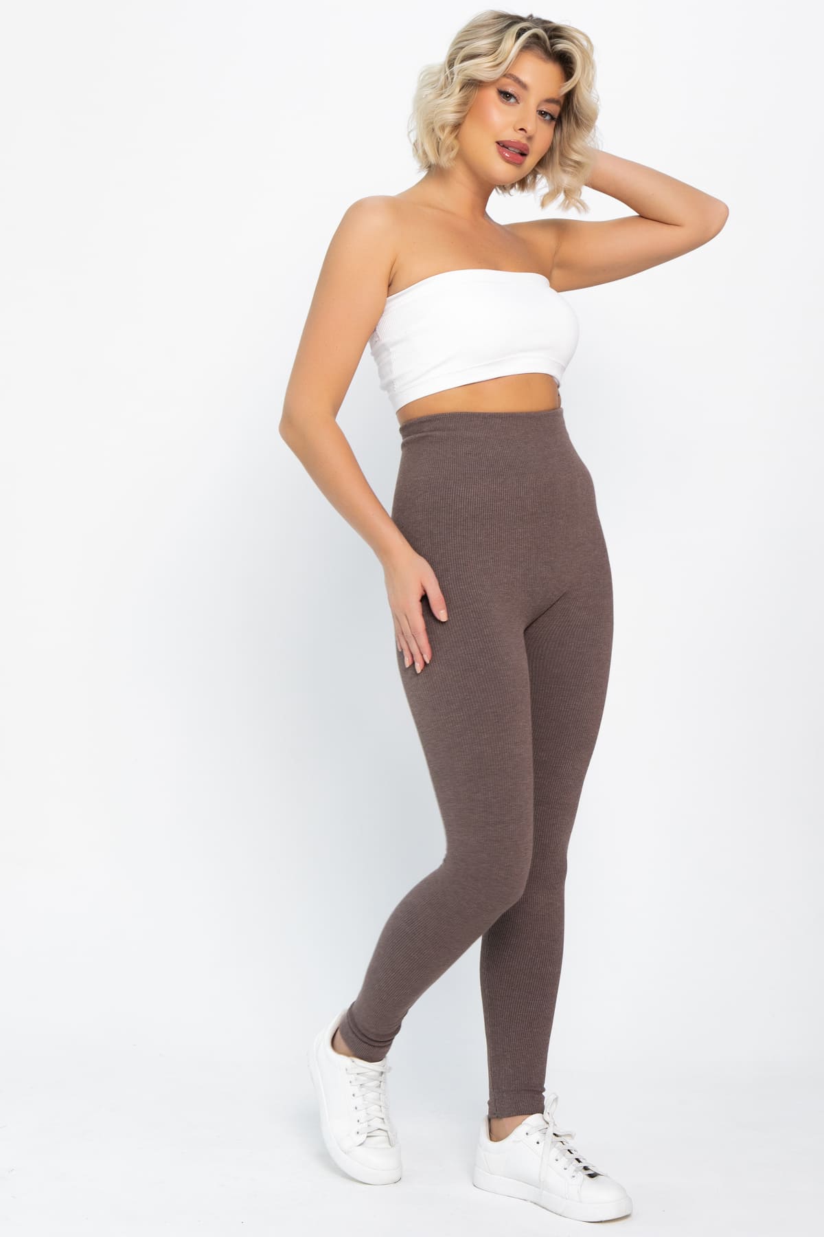 Лосины в рубчик утепленные НЬЮ (капучино) Б14976-7М