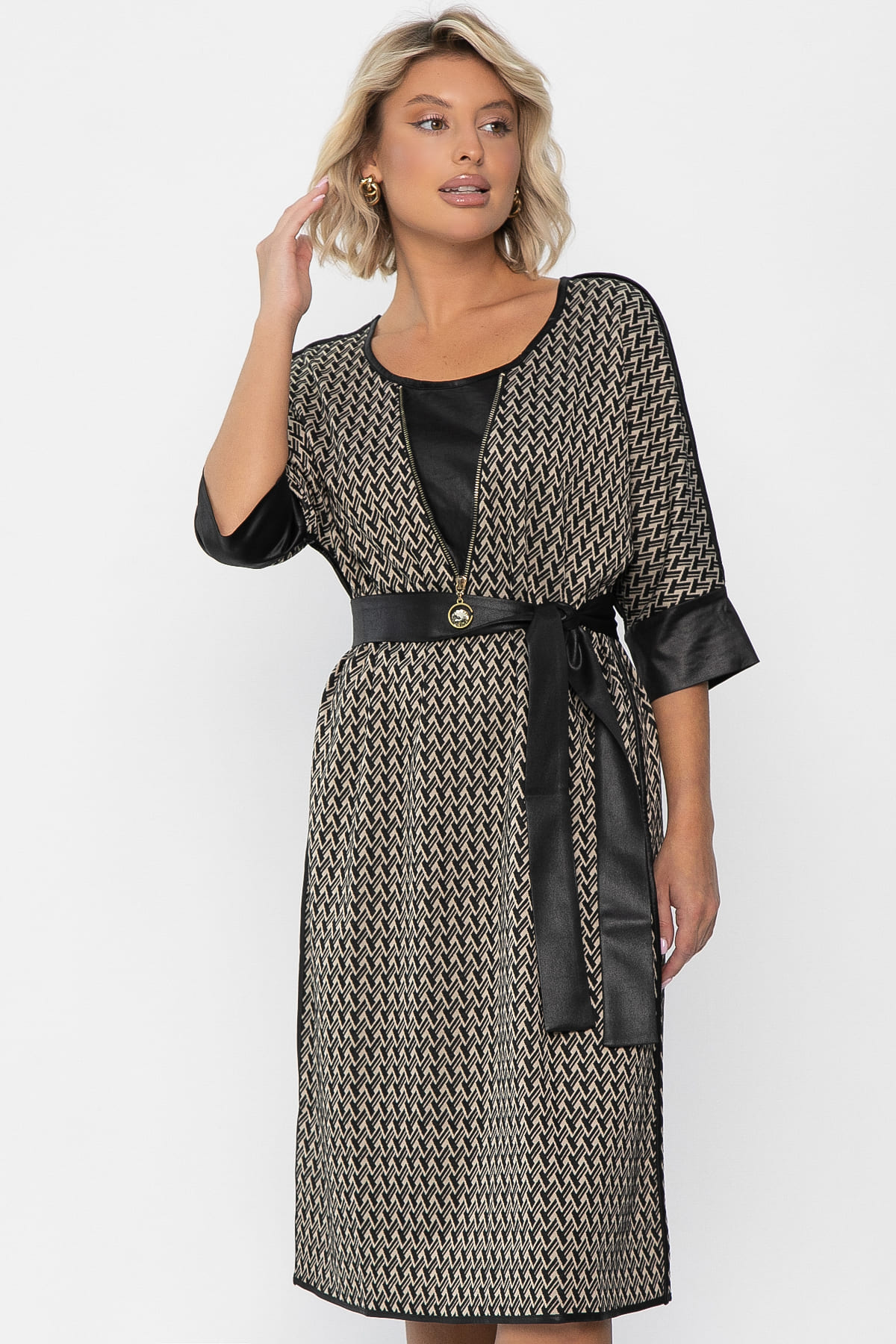 Платье Селин (черно-бежевое) П11301