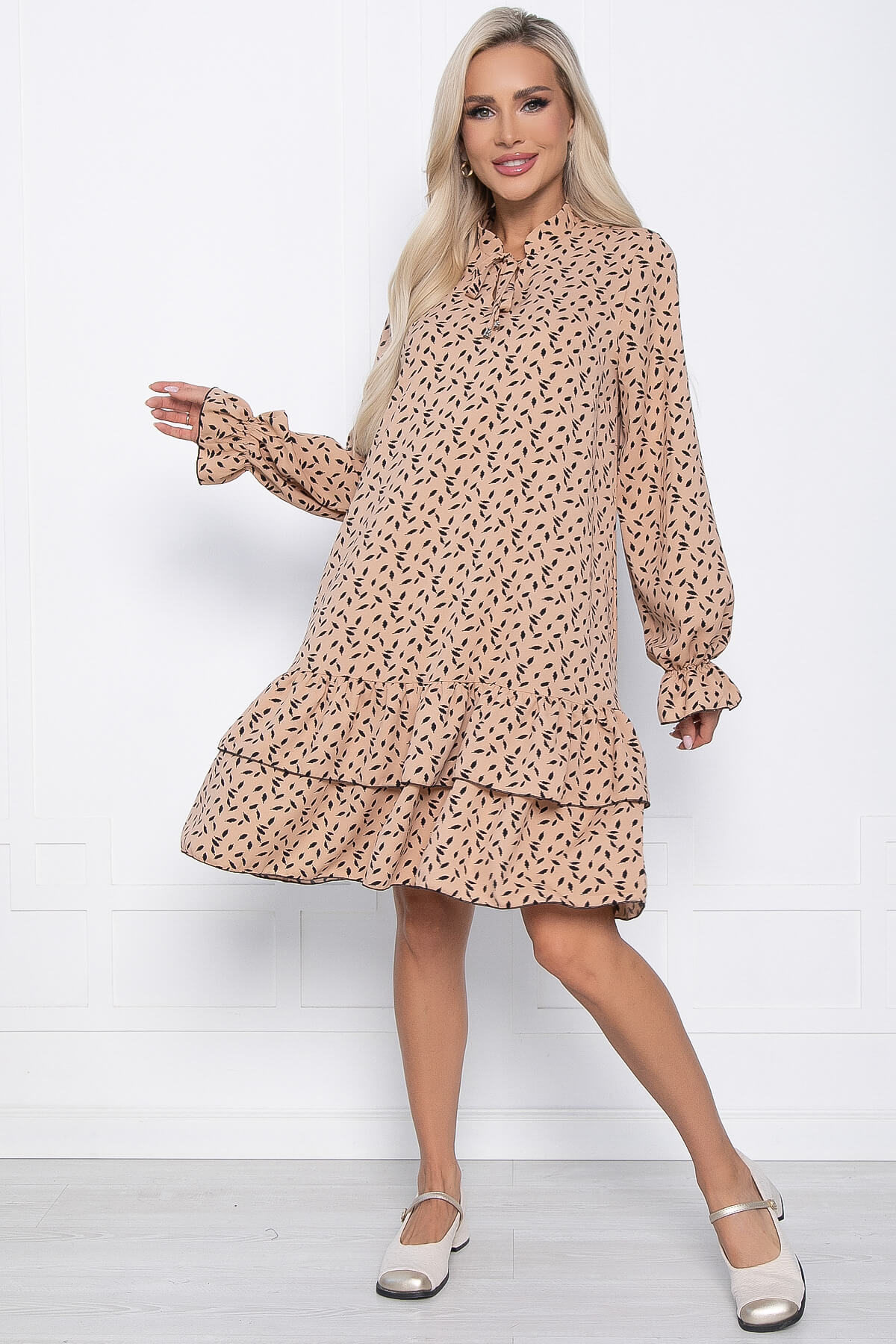 Платье Осенняя симфония (бежевое) П10936