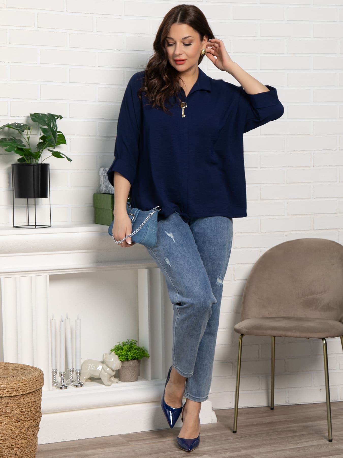 Блуза Серенада (синий) Б15552-24М