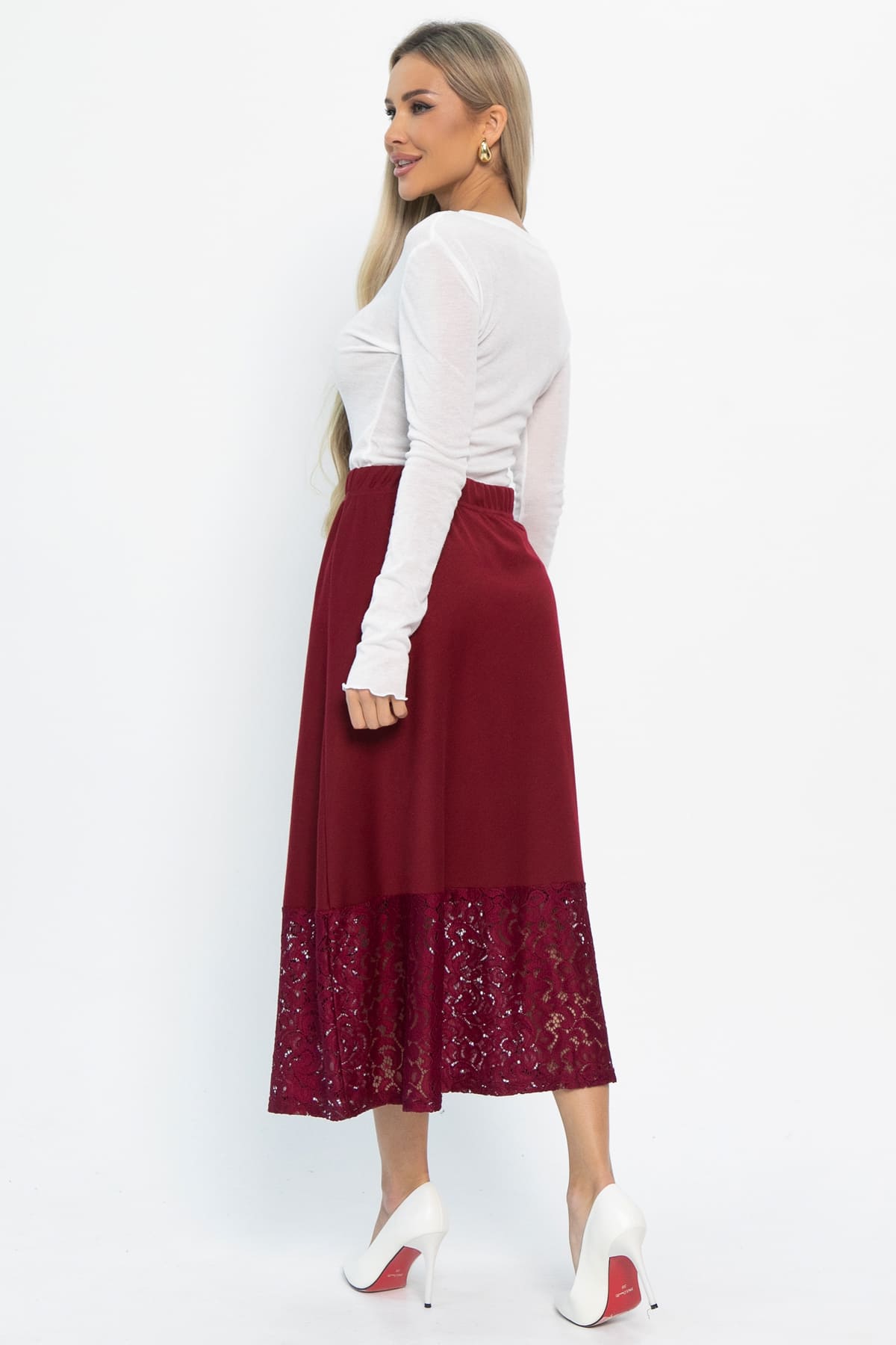 Юбка с кружевом Элегия (бордо) Ю14912-10М