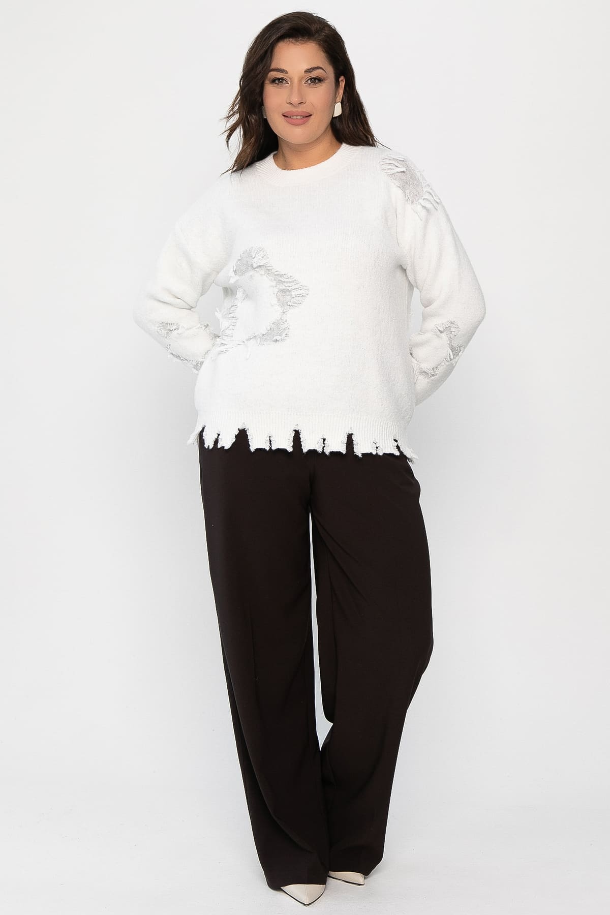 Свитер рваный Наиль (белый) Б14420-13М