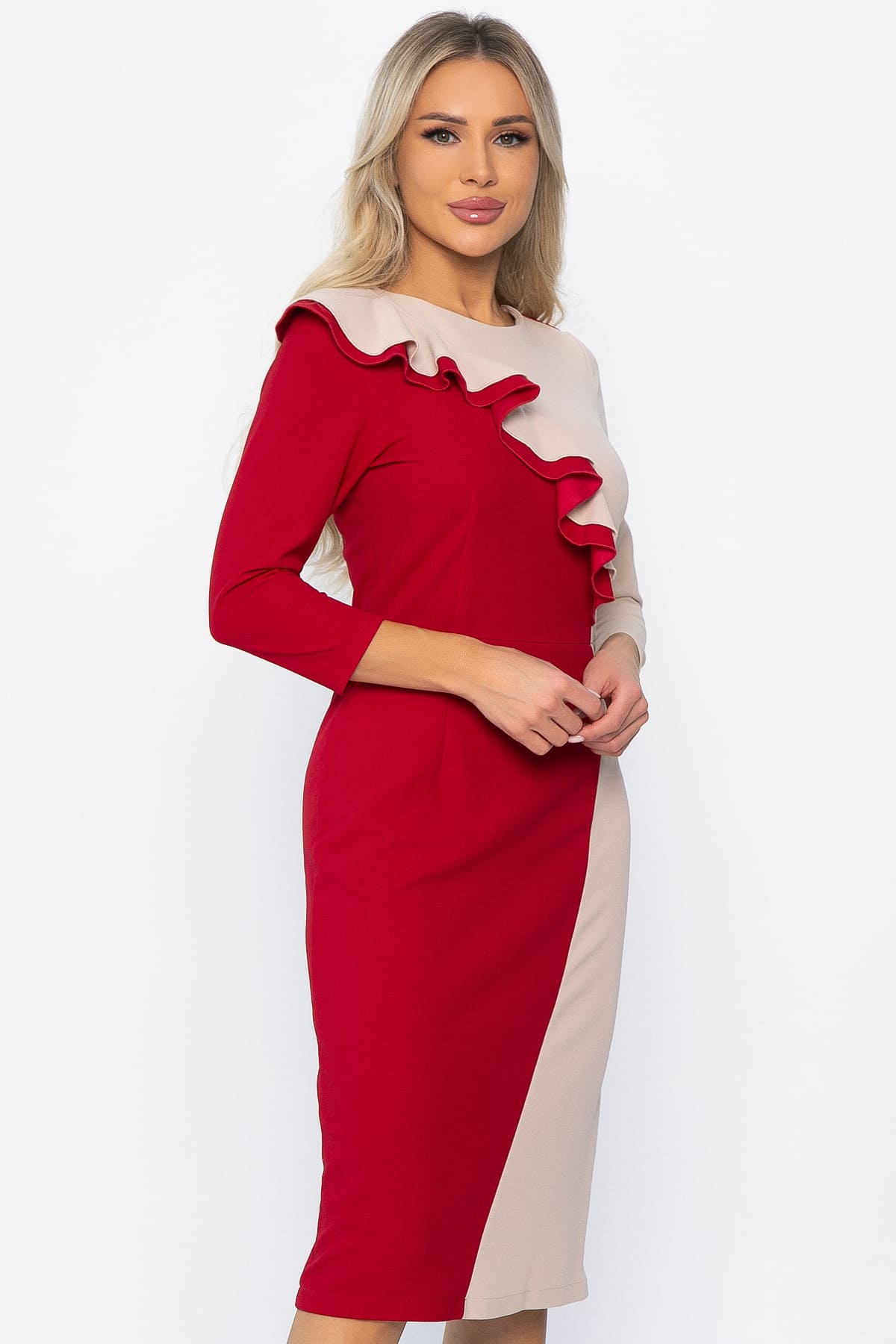 Платье Эванесса (красно-бежевое) П12743-35М