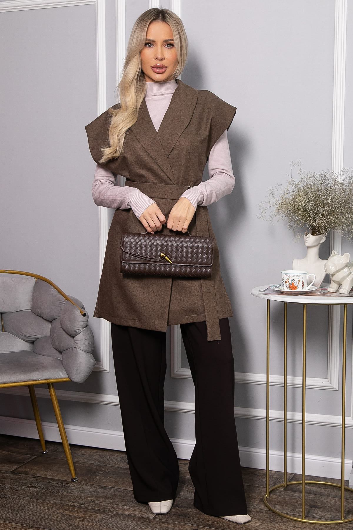 Жилет костюмный Жюлли (шоколад) Б14488-4М