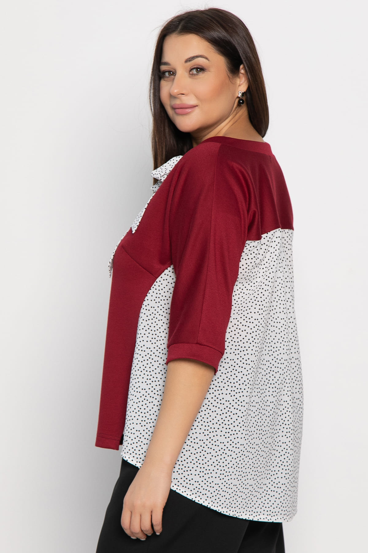 Блуза Федерика (бордово-белая) Б14997-18М