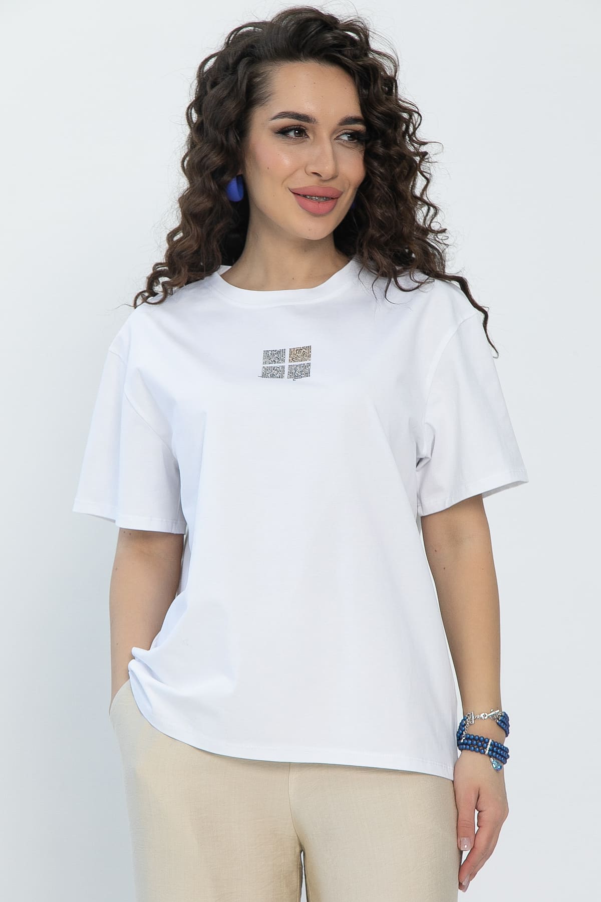 Футболка Аника (белая/коты) Б13493-20М