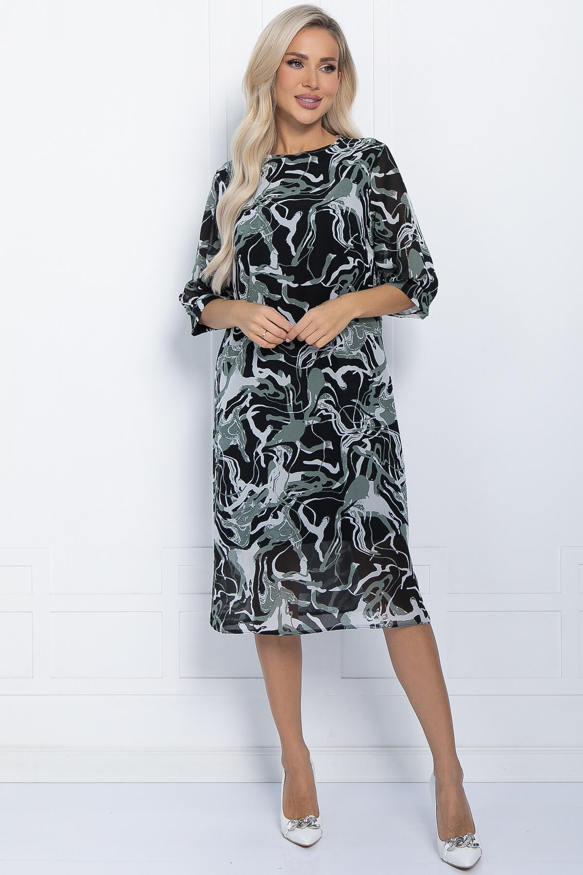 Платье Саламанка (черно-зеленое) П11353