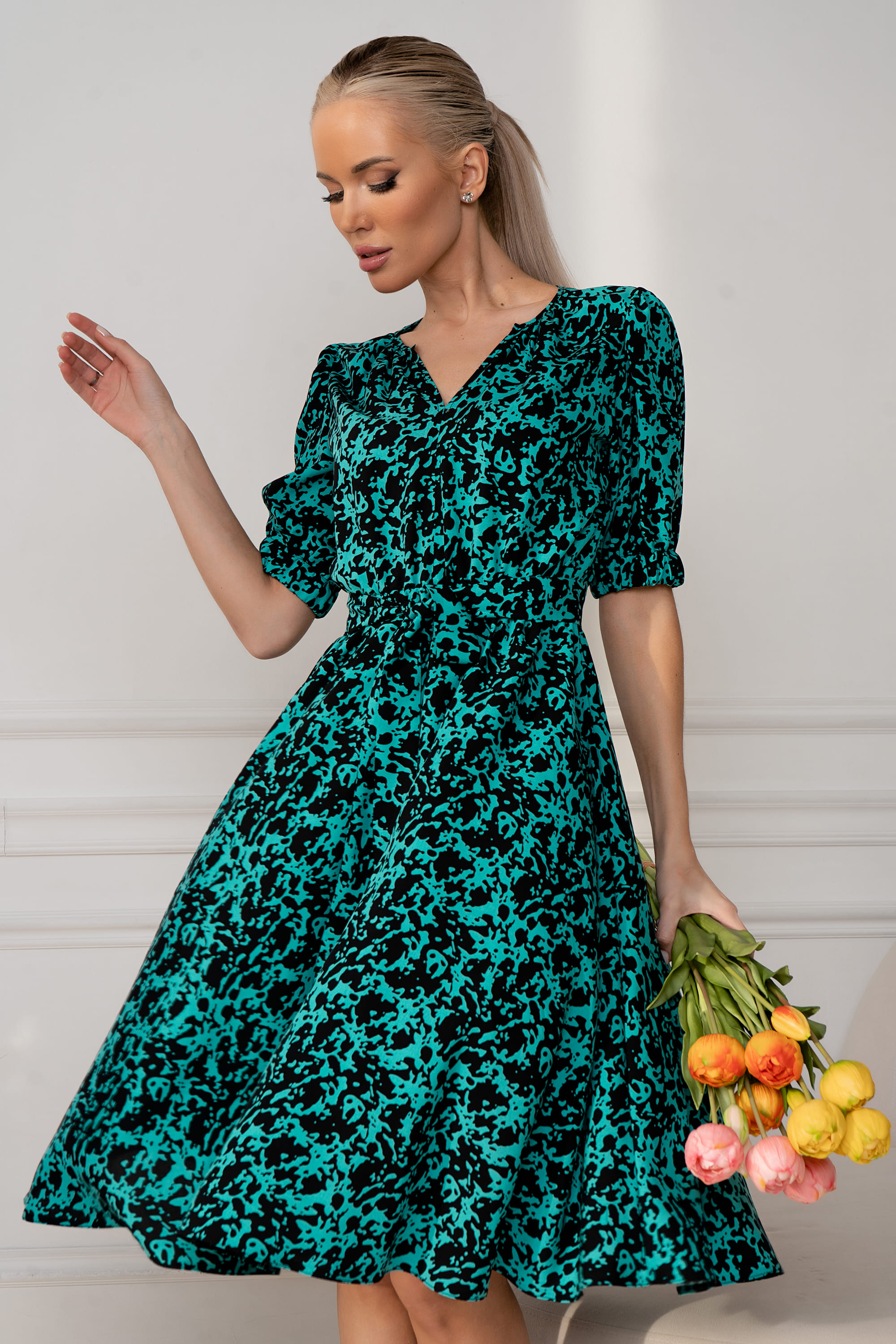 Платье Лагуна (зеленое) П13442-45М