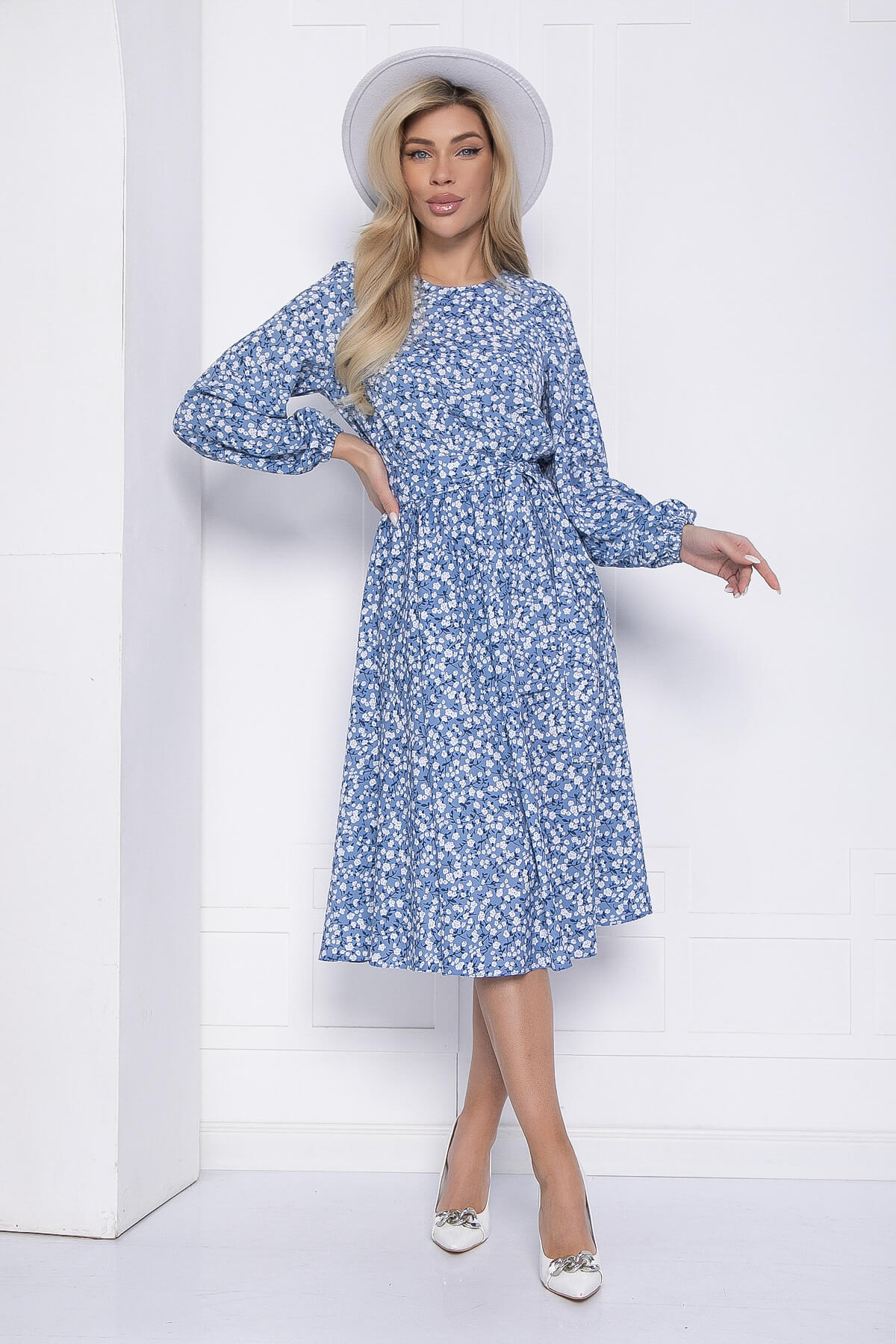 Платье Трепетная нежность (синее) П12454-8