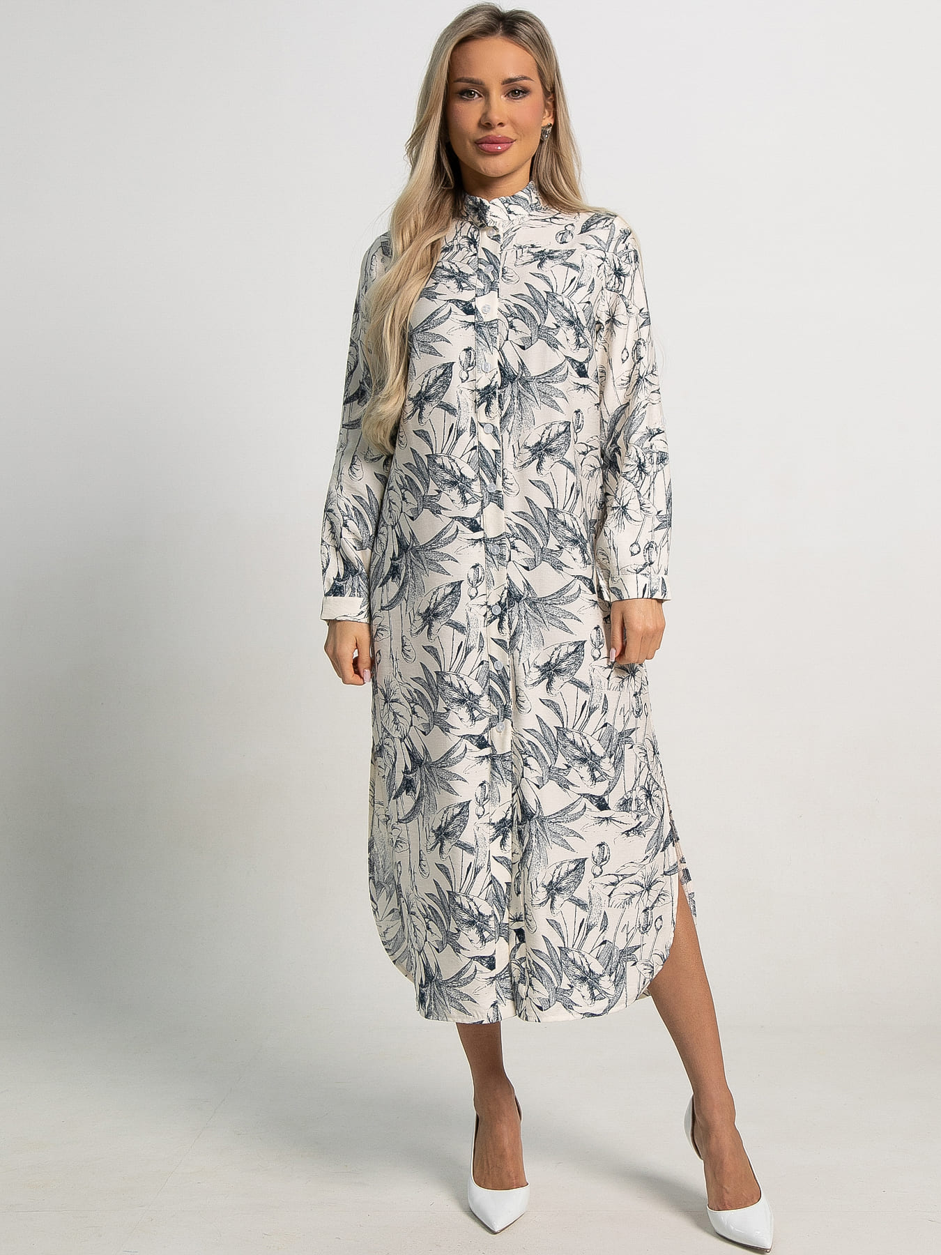 Платье-рубашка Долли (бело-синее) П15555-10М