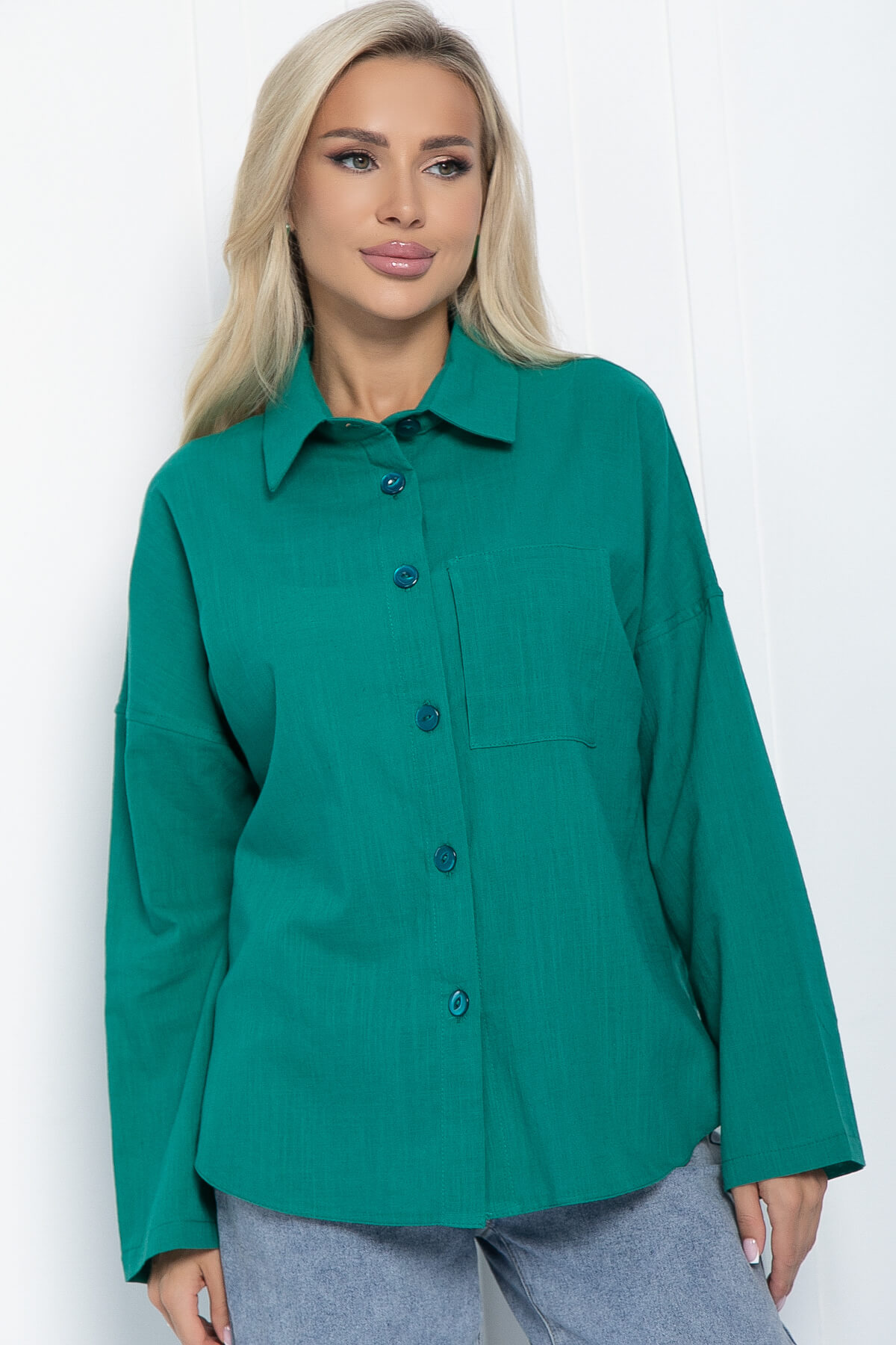 Рубашка Оксфорд (зеленая) Б11252