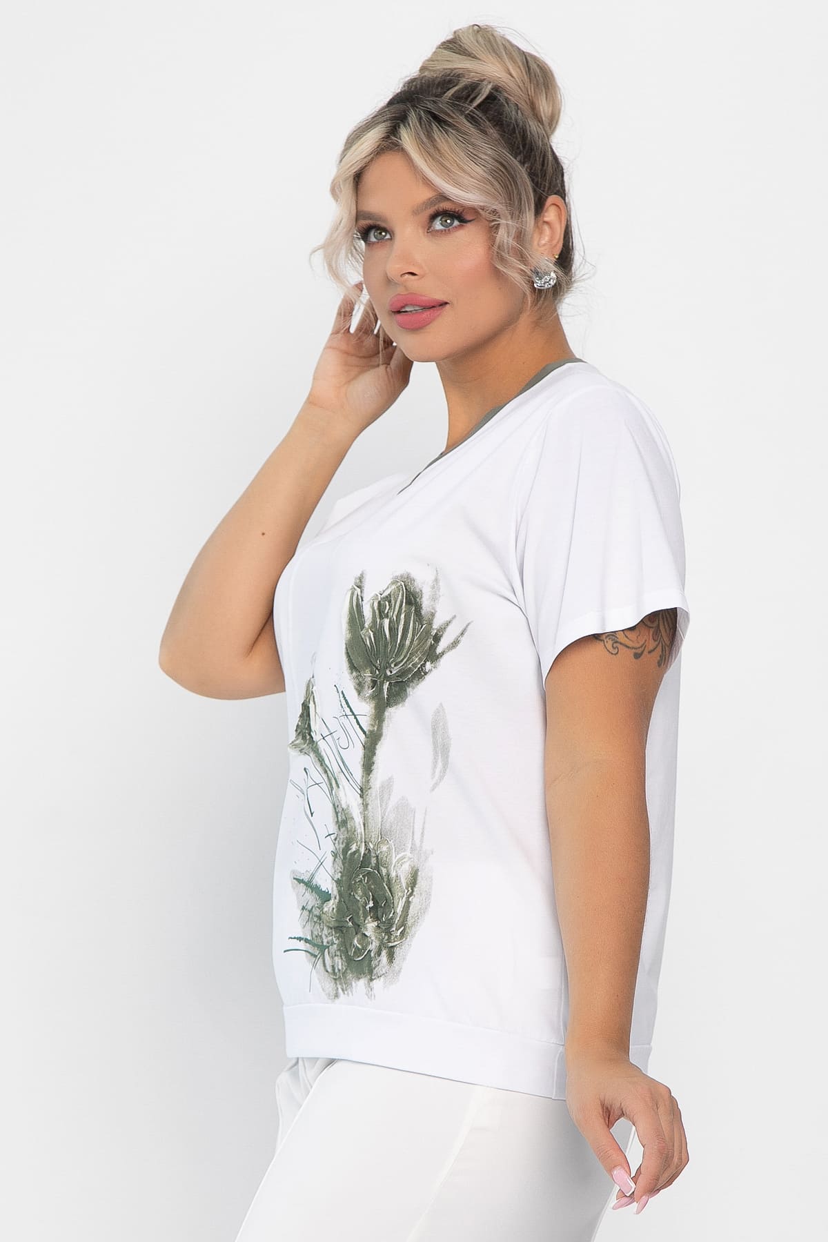 Блуза Лотус НЬЮ (белая/хаки) Б13976-20М