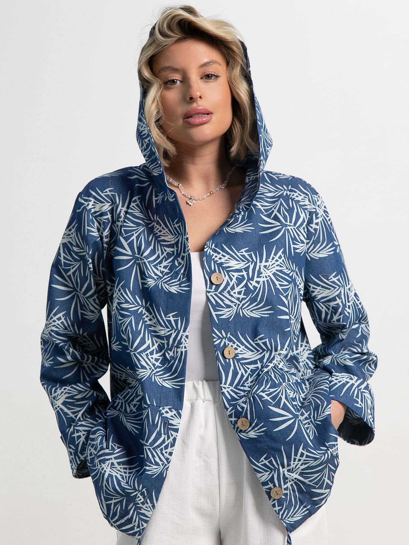 Пыльник Летний день (бело-синий) Б15182-8М