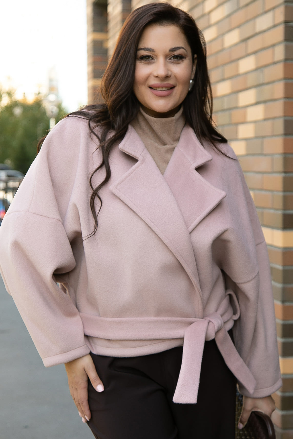 Пальто укороченное Хайт  (пудра) Б14315-7М