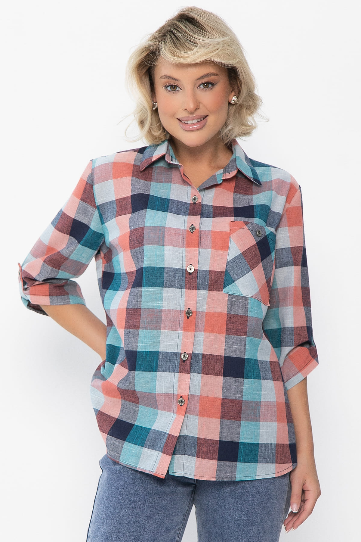 Рубашка Аланта НЬЮ (зелено-оранжевая) Б14038-18М