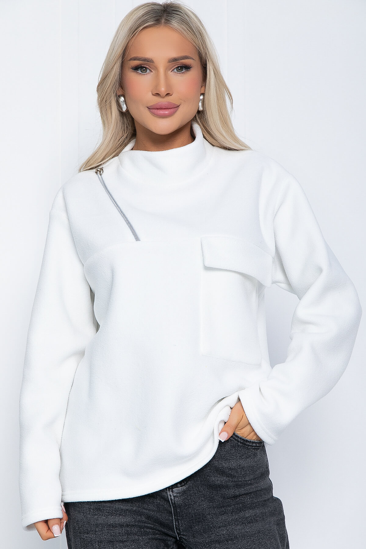 Свитшот Лори (белый) флисовый Б12555-7