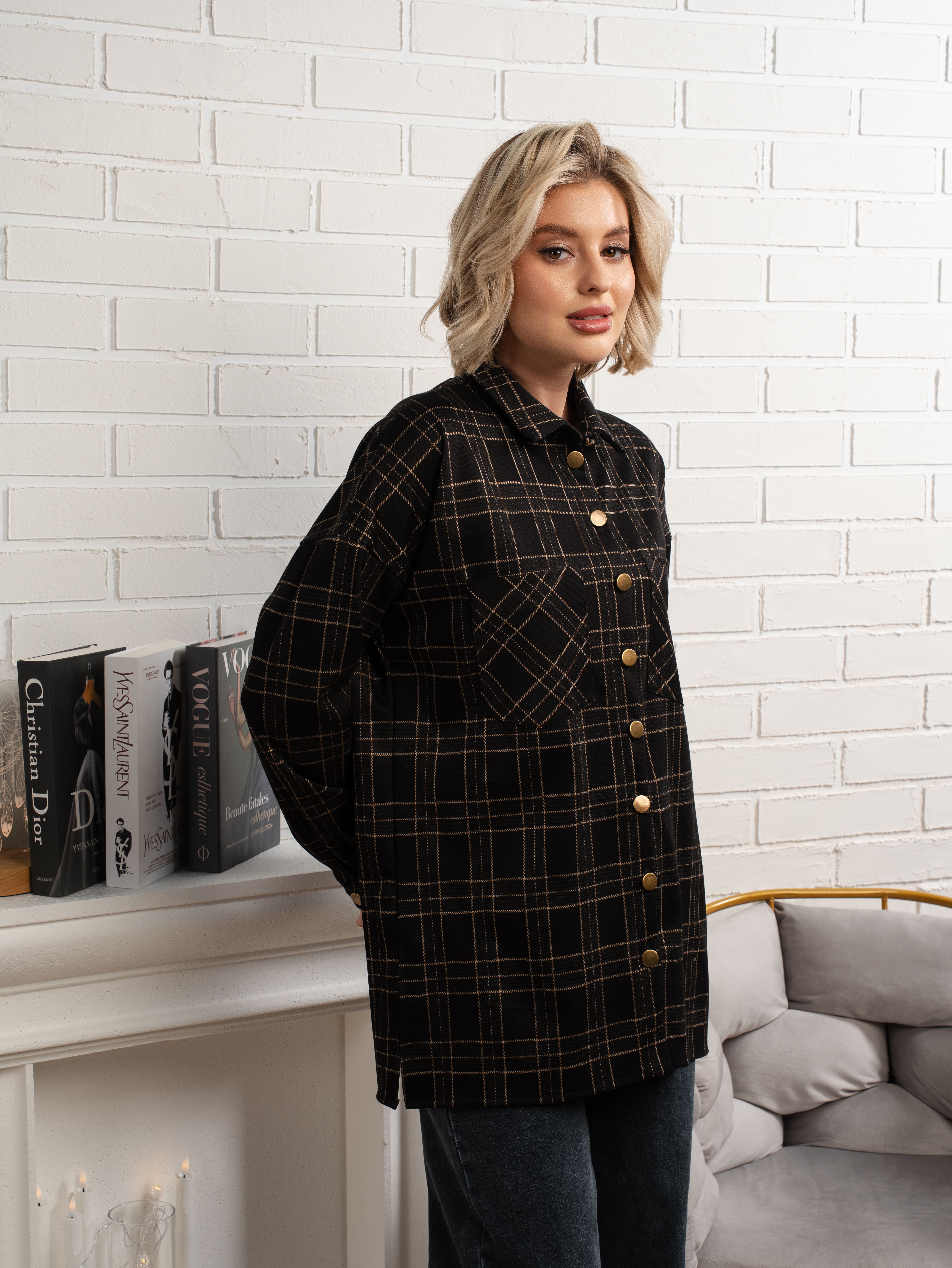 Рубашка с длинным рукавом Доротея (черная) Б14991-10М