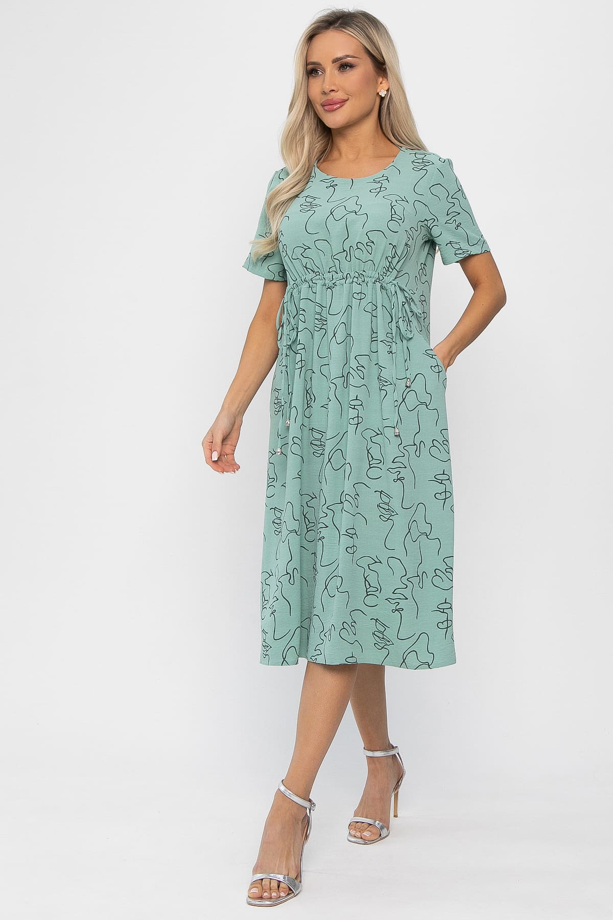 Платье Цветы лета (мятное) П13785-18М