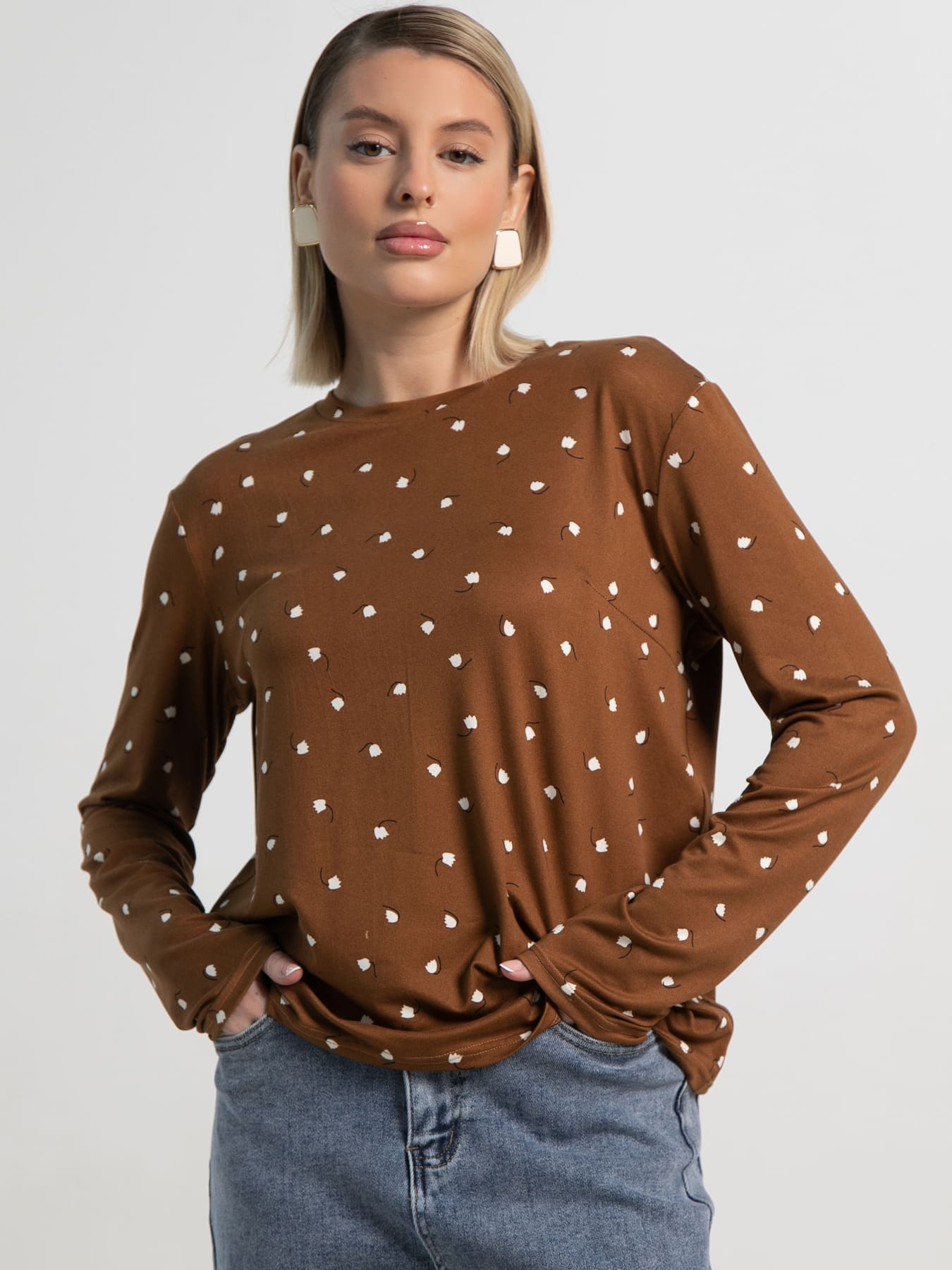 Лонгслив Вдвоём с тобой (коричневый) Б15511-7М