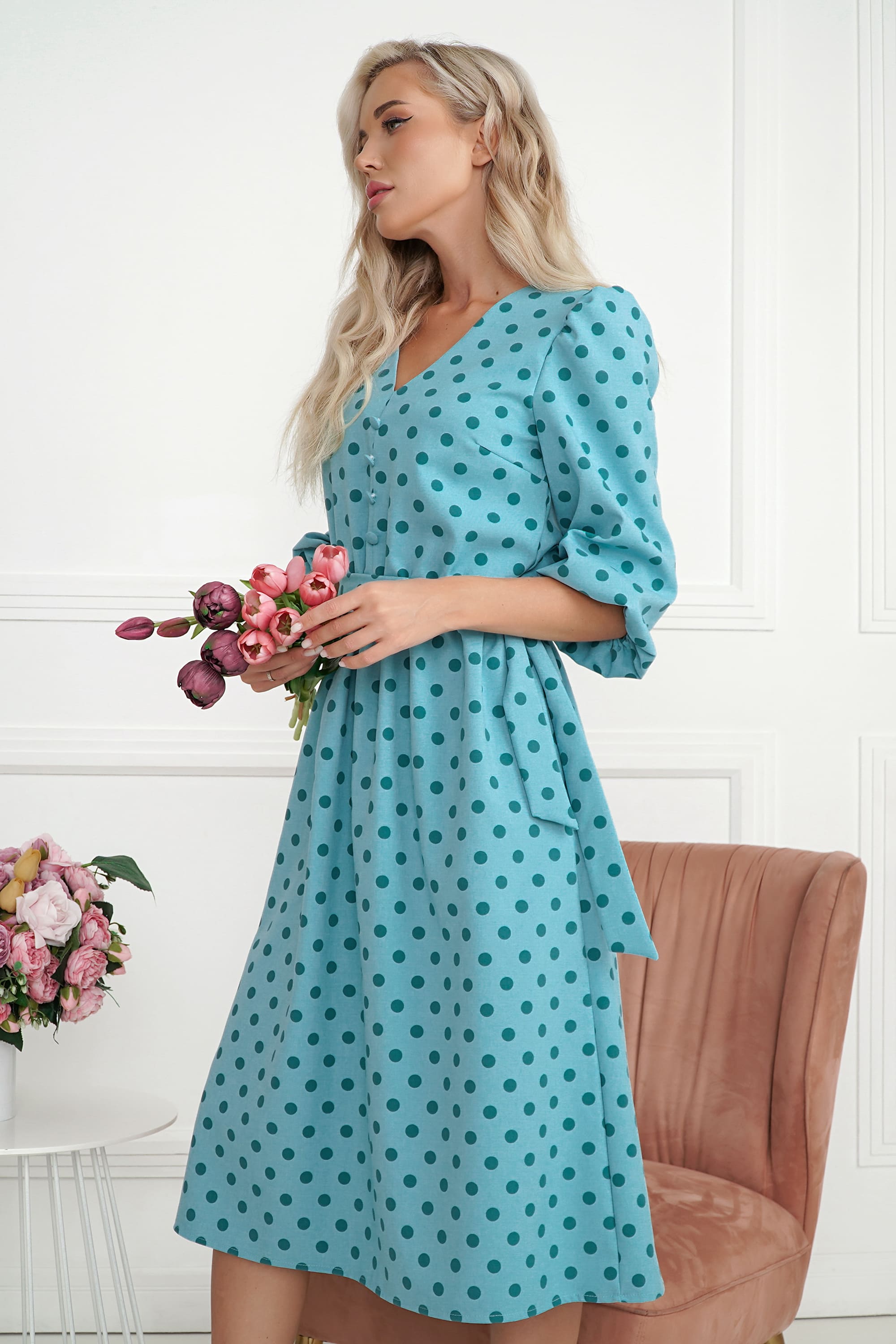 Платье Розетта (бирюзовое) П14114-45М