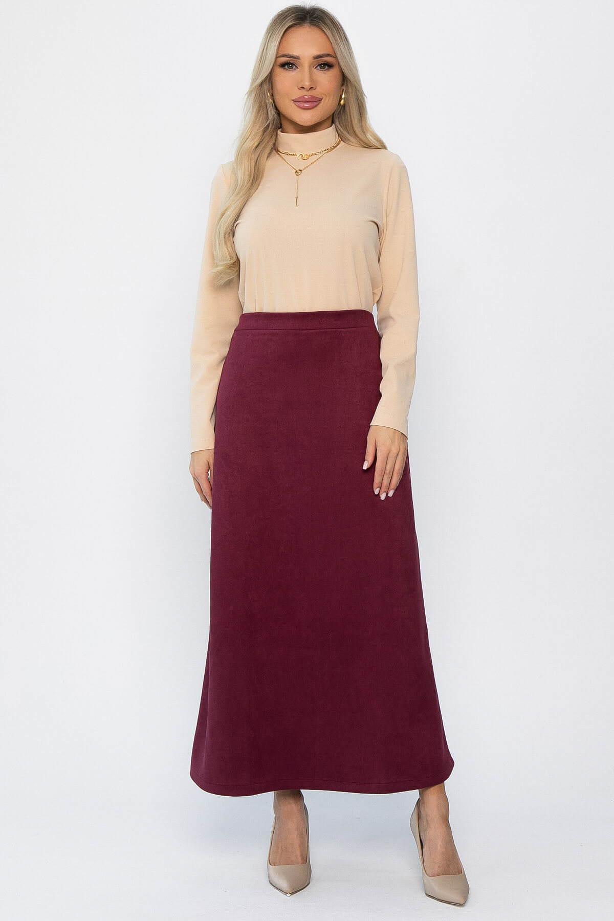Юбка макси Алана (бордовая) Ю14254-6М