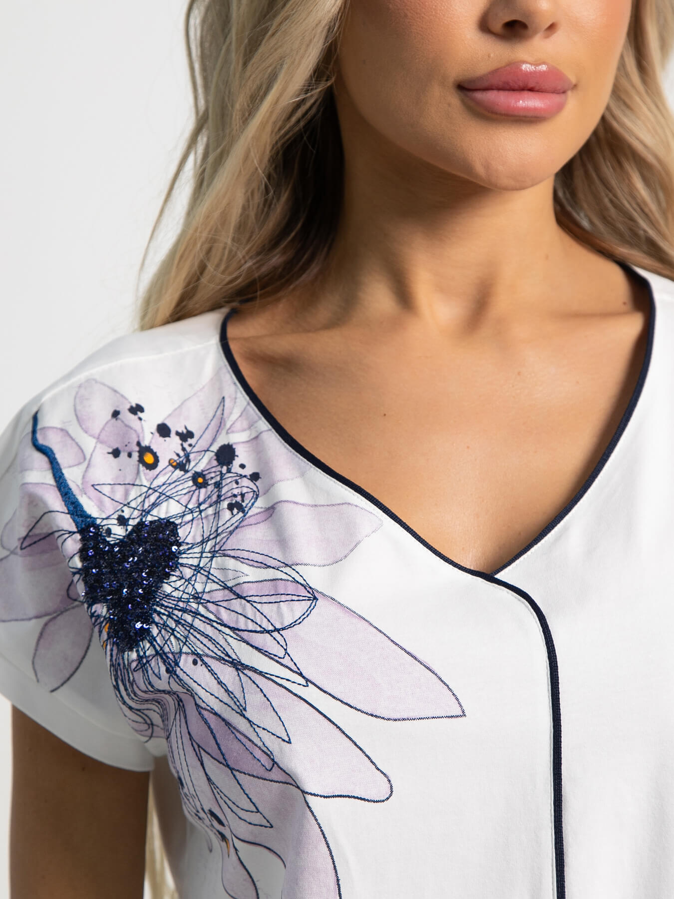 Блуза Капли росы (бело-розовая) Б15563-18М