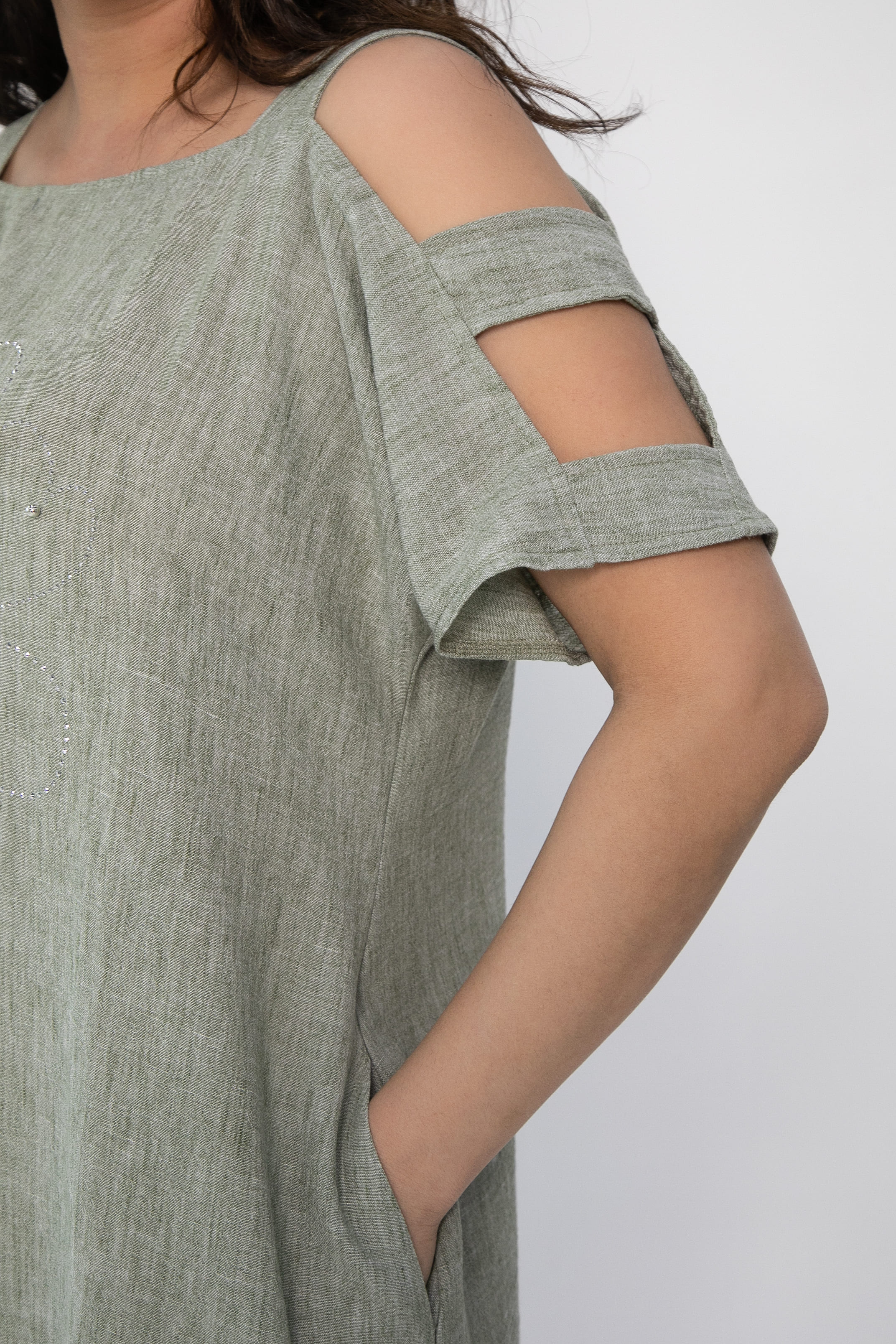 Платье В отпуск (зеленый меланж) П13708-8М