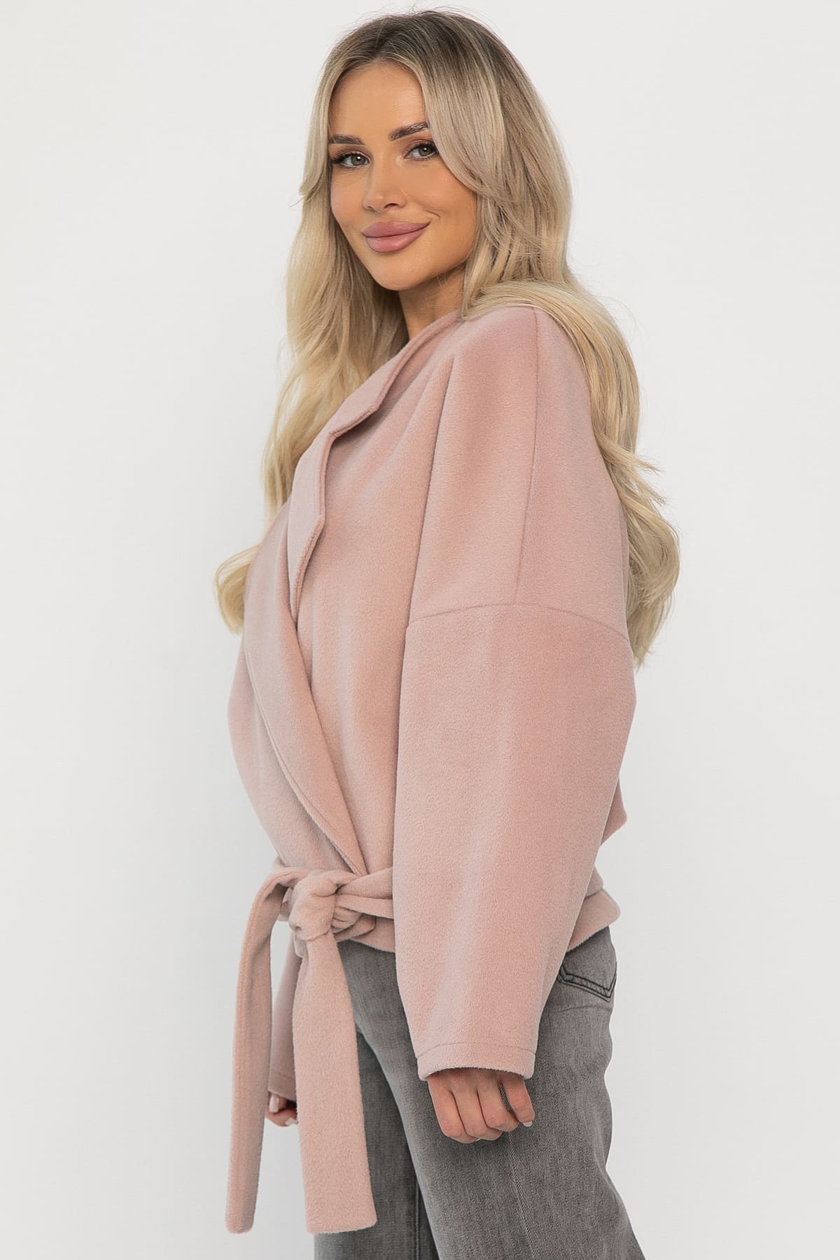 Пальто укороченное Хайт  (пудра) Б14315-7М