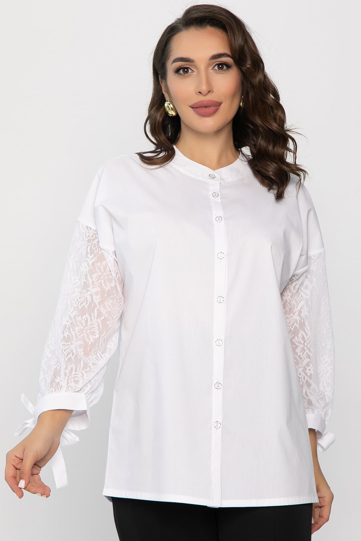 Блуза с завязками Ажур (белая) Б14386-10М