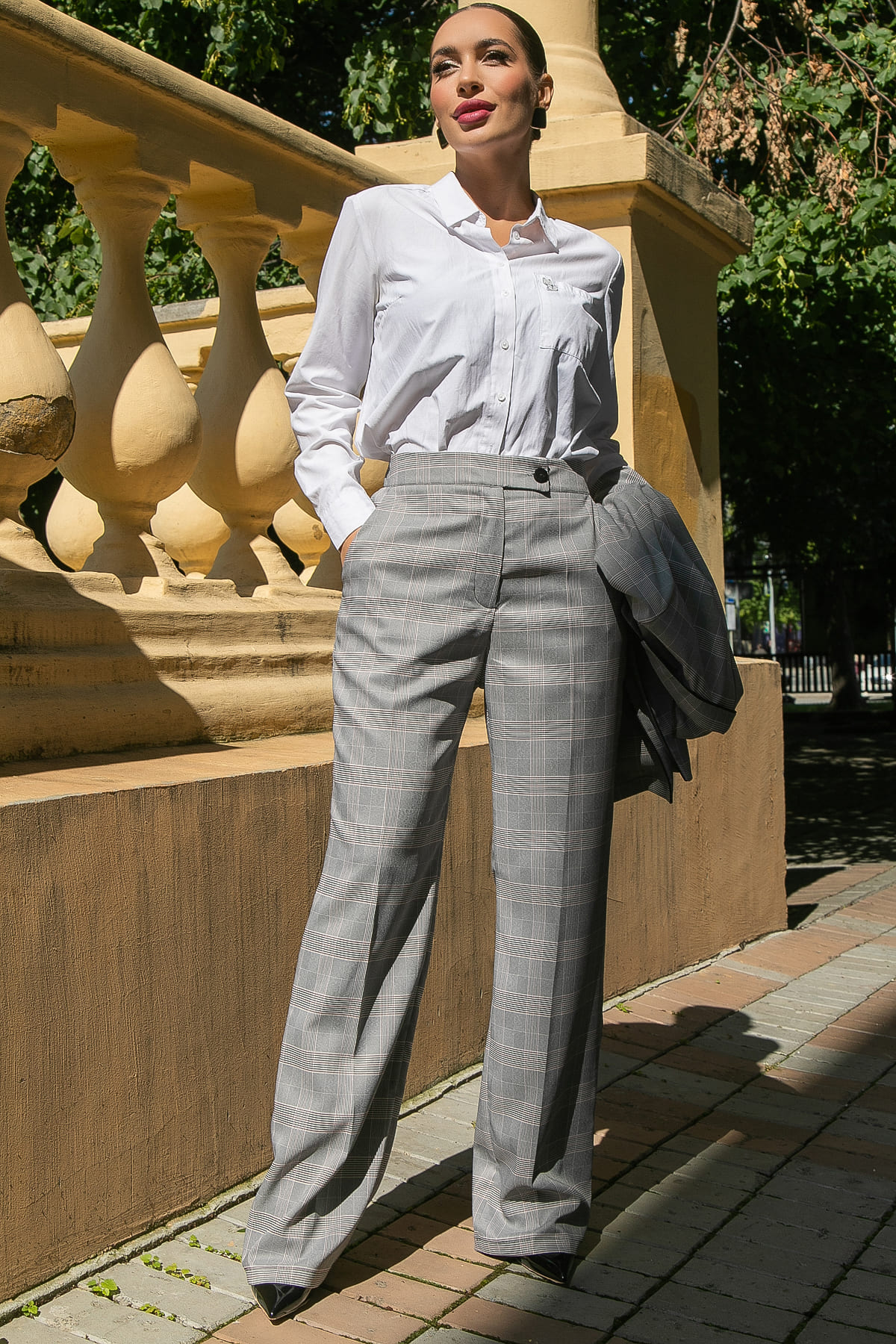 Брюки Брайн (серые/клетка) Б14105-34М