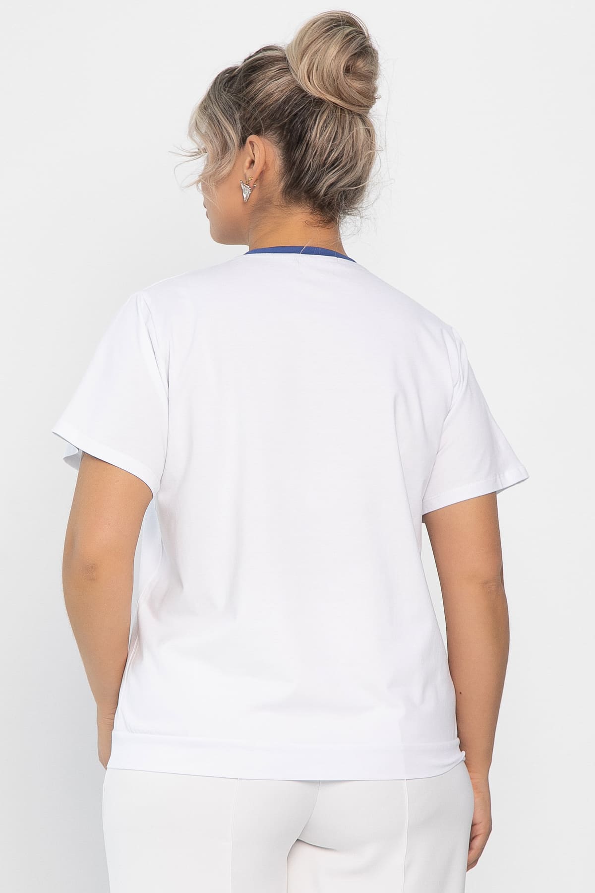 Блуза Лотус НЬЮ (бело-синяя) Б13975-20М