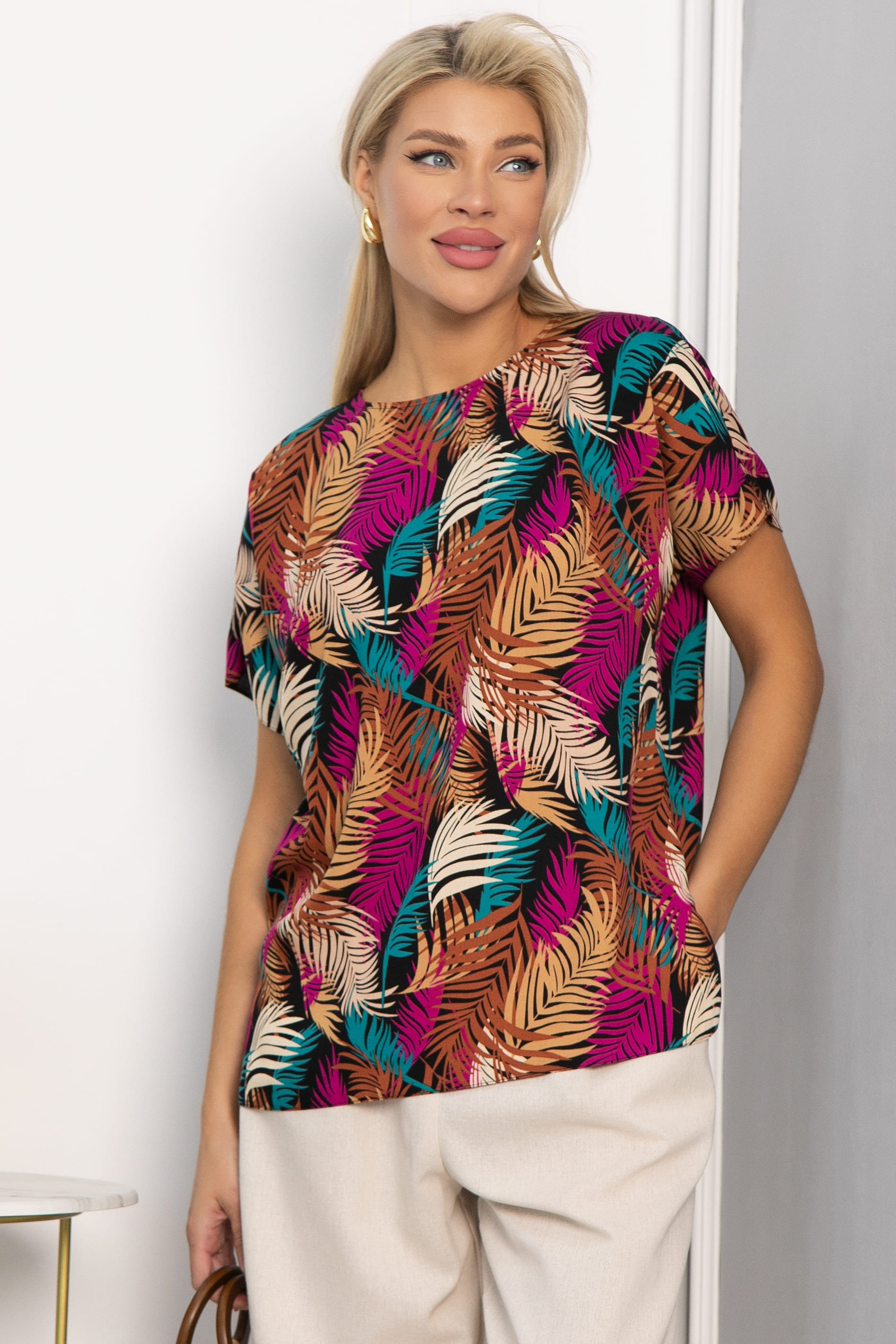 Блуза Кармен (желто-розовая) Б13723-30М