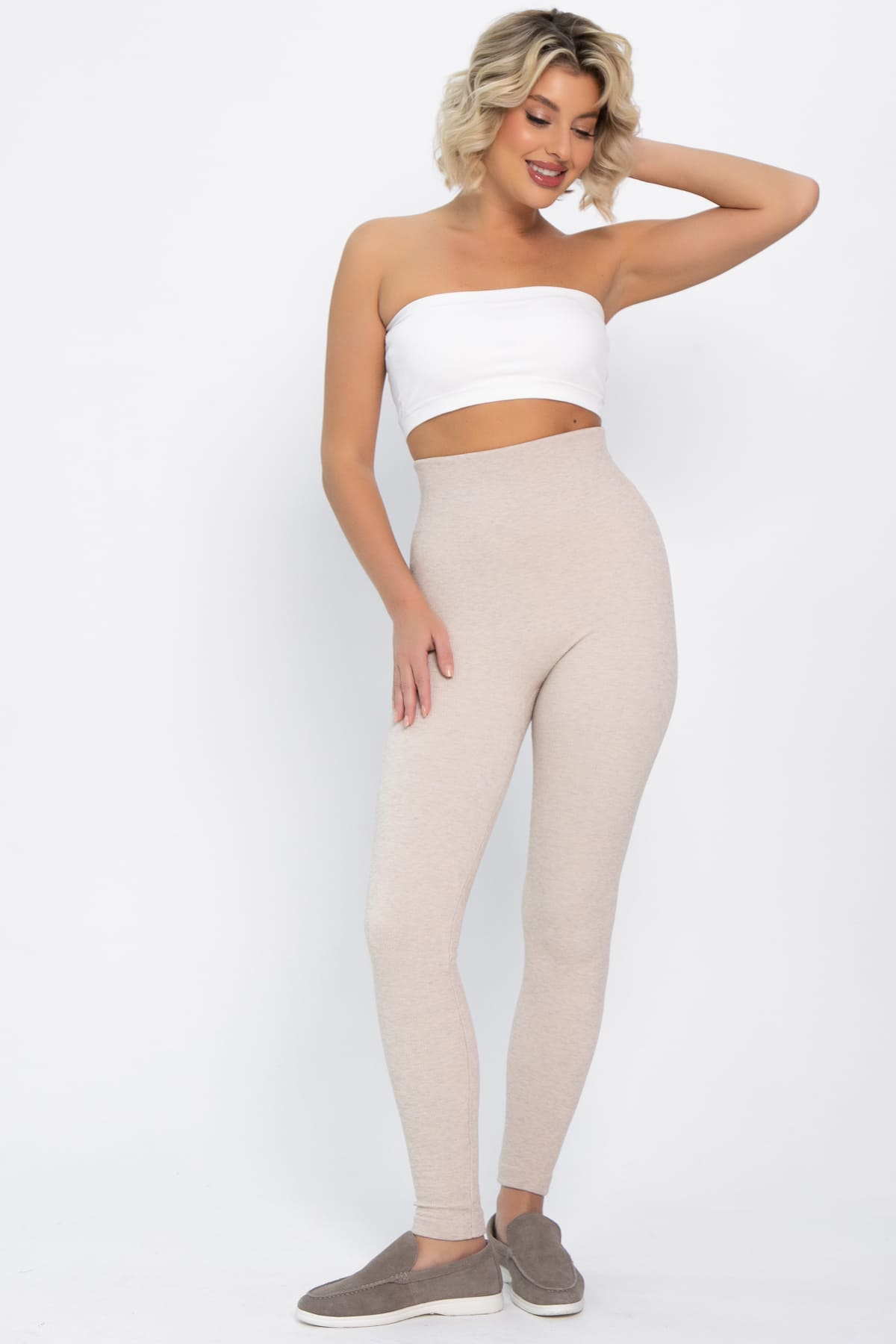 Лосины в рубчик утепленные НЬЮ (бежевые) Б14974-7М