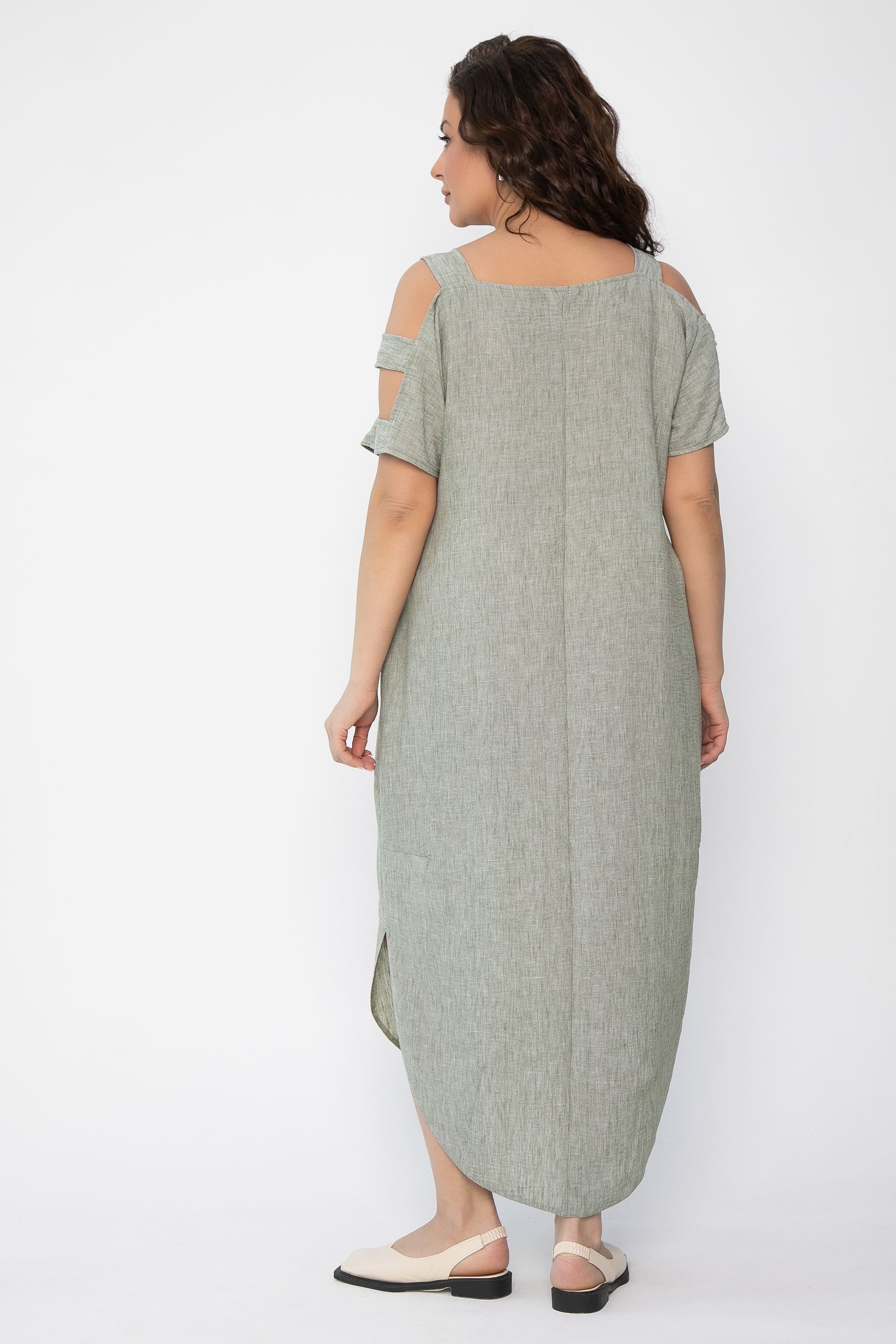 Платье В отпуск (зеленый меланж) П13708-8М