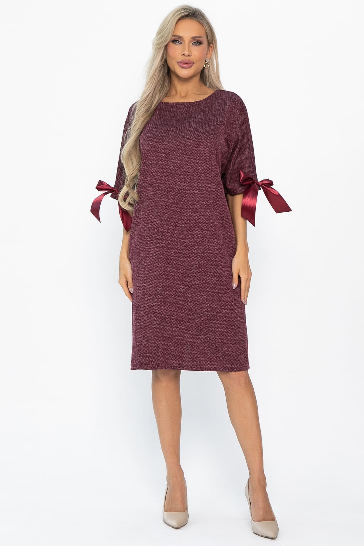 Платье трикотажное Кайла (бордовое) П14782-10М