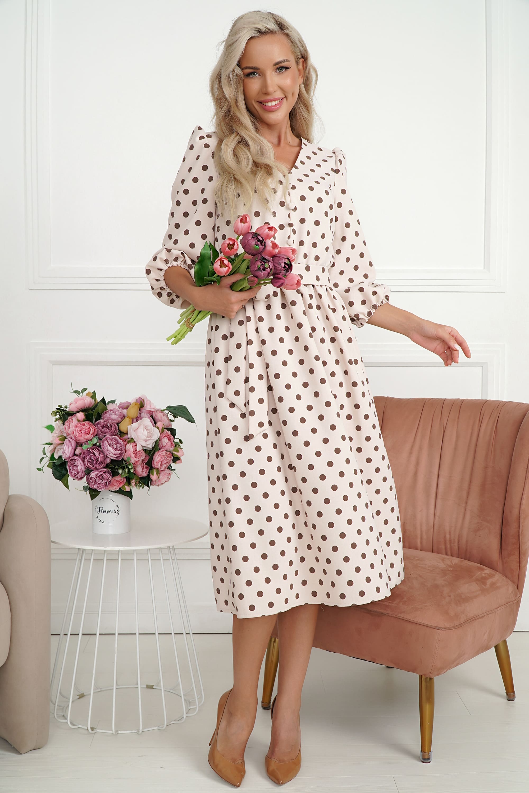 Платье Розетта (бежевое) П14113-45М