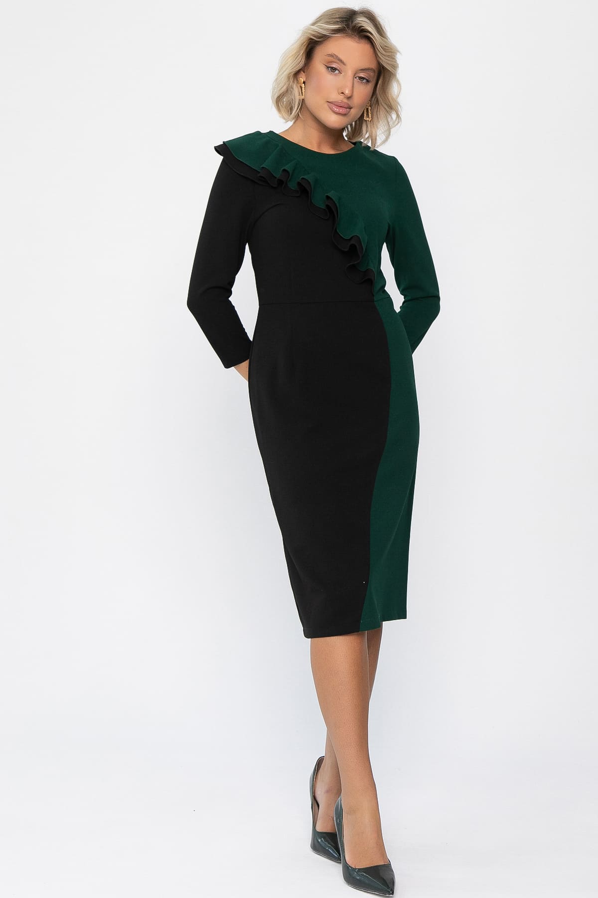 Платье Эванесса (черно-зеленое) П12749-35М