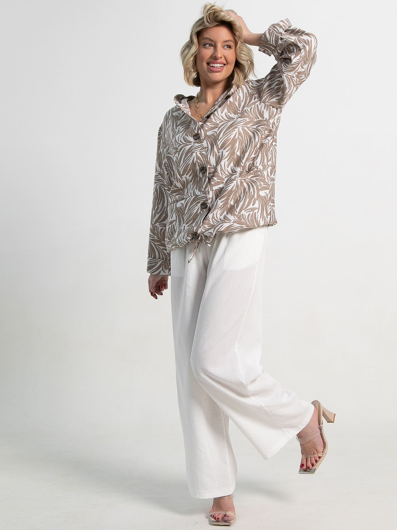 Пыльник Летний день (бело-коричневый) Б15152-8М