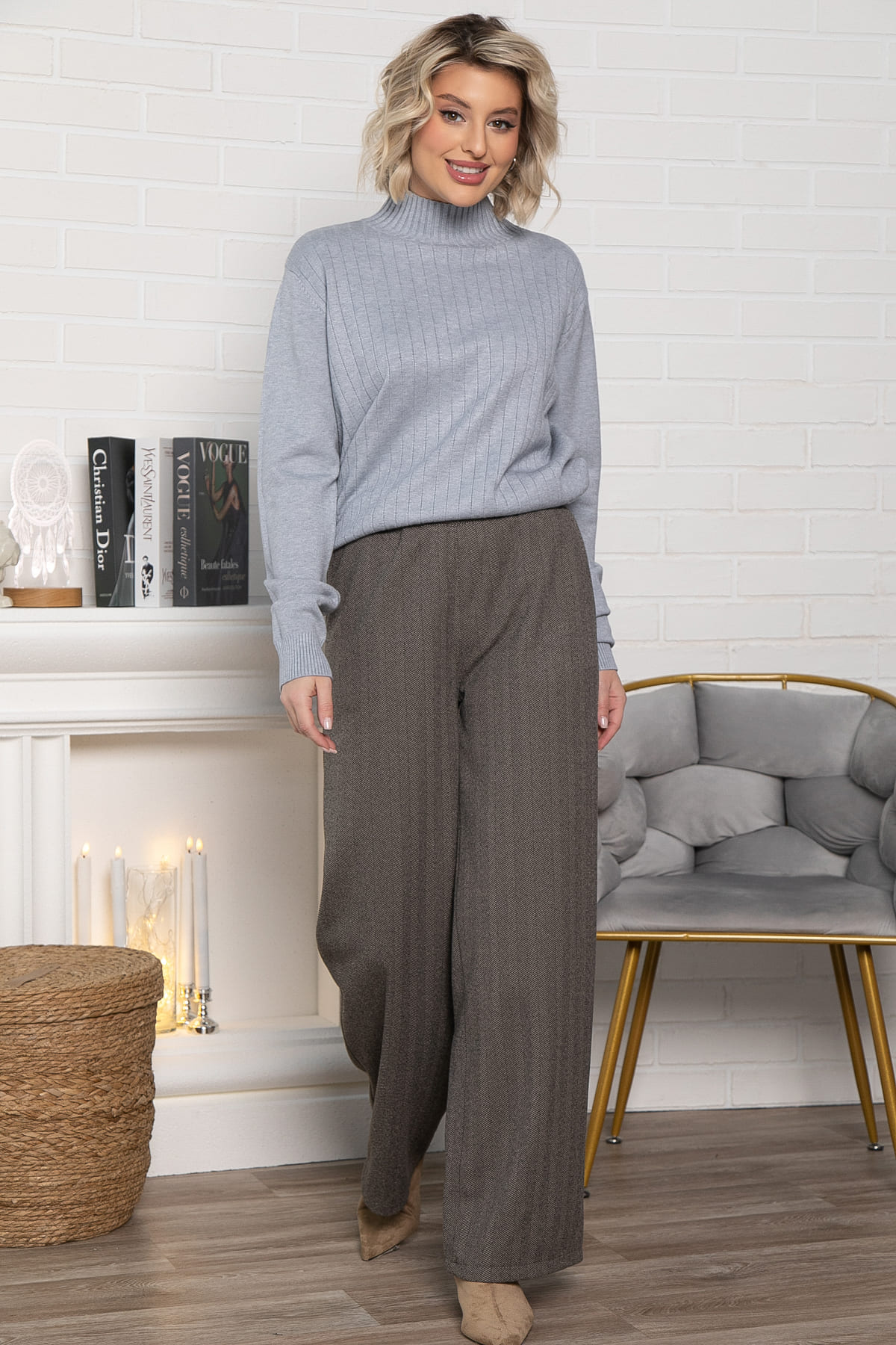 Брюки прямые Лиора (коричневые) Б15007-8М