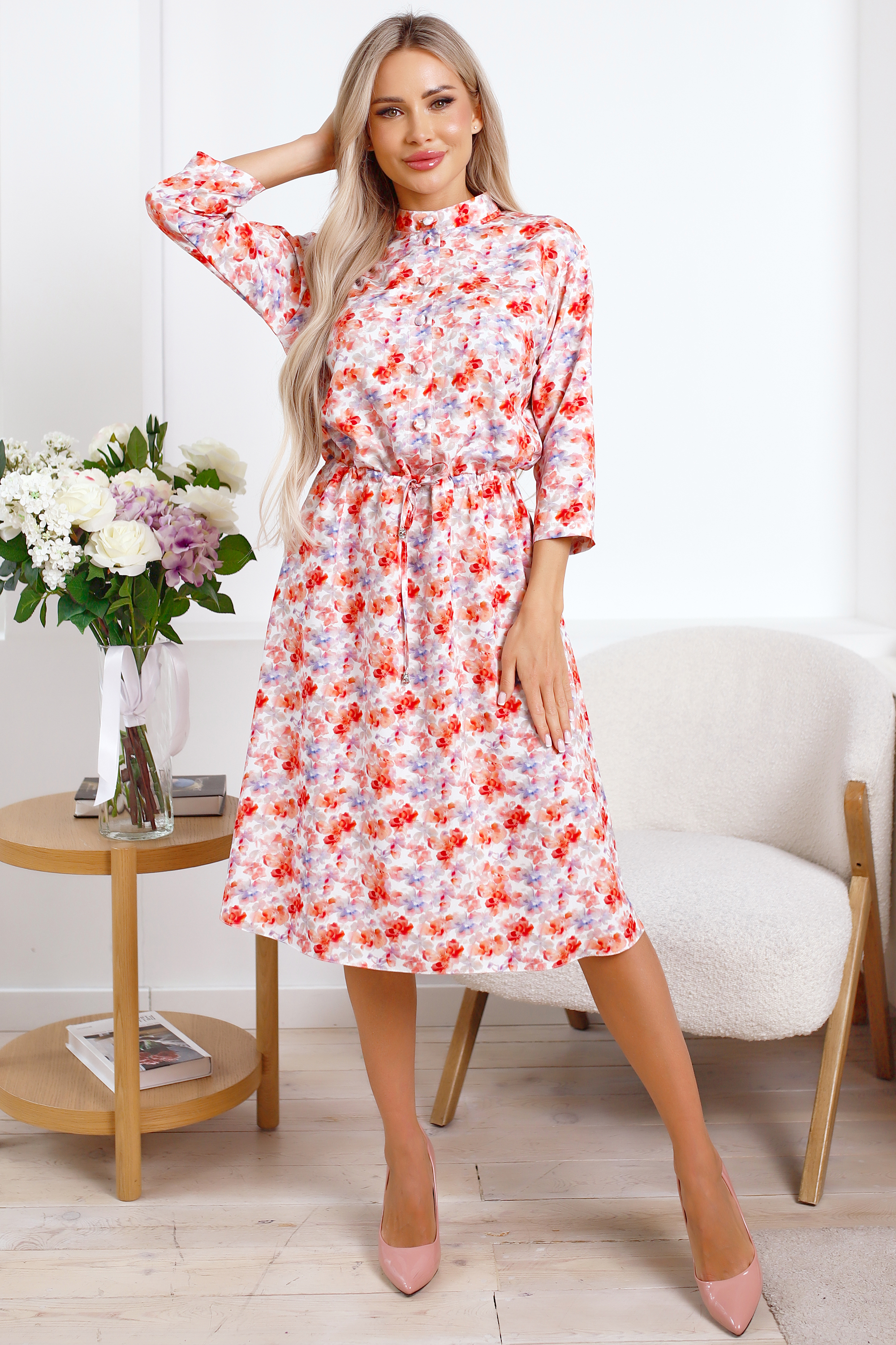 Платье Одиссея (красно-розовое) П15845-45М