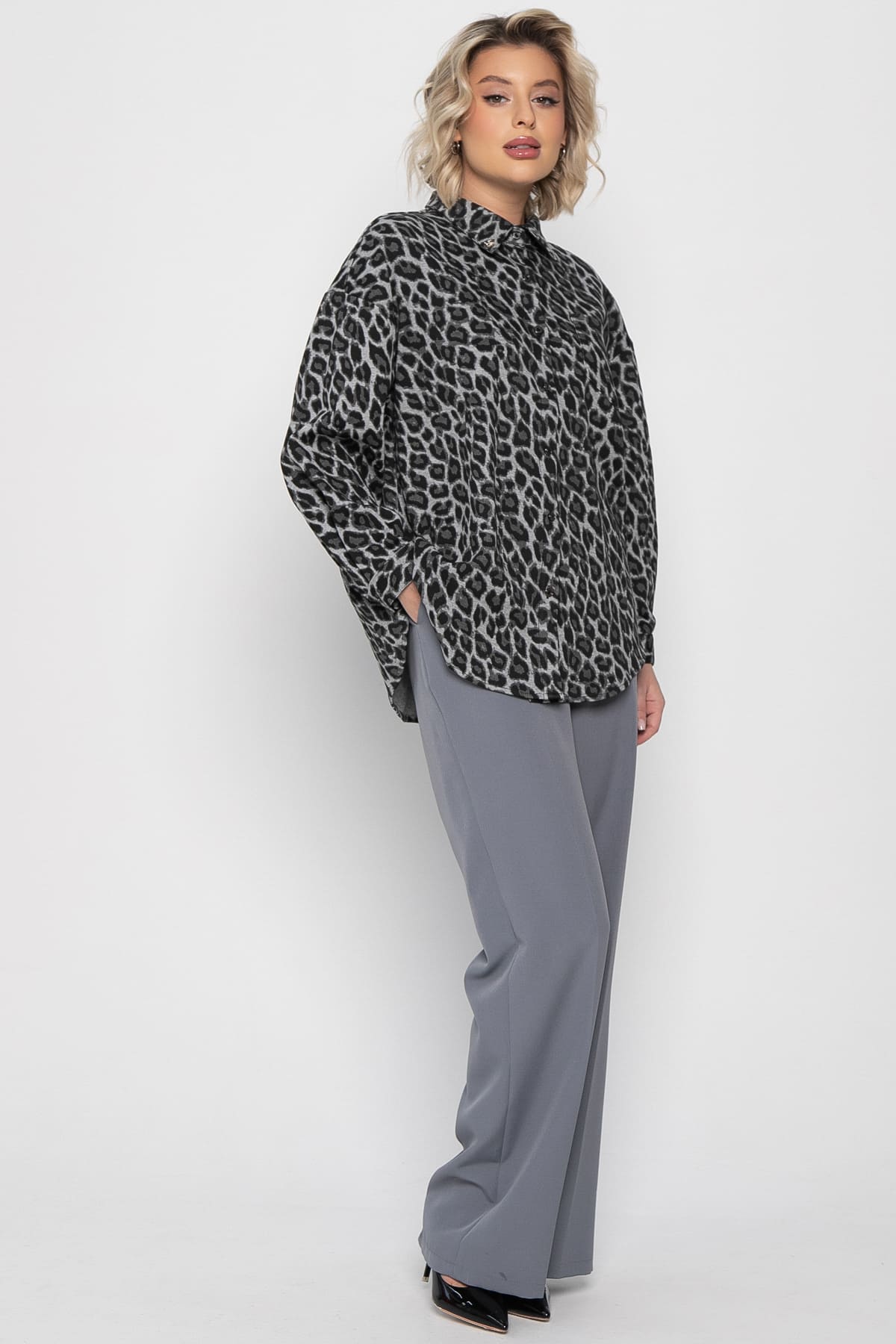 Рубашка Дарлин (серо-черная) Б14960-18М